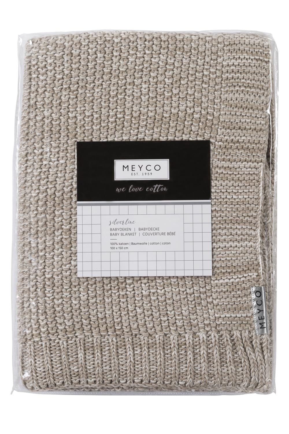 Meyco 2753081 kocyk dziecięcy relief Mix grubo dziergany 100 x 150 cm piaskowy/beżowy