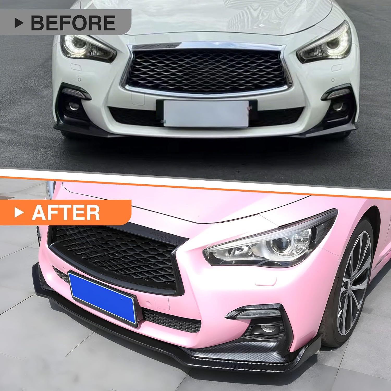 Front Bumper Spoiler Lip Compatible with 2018-2025 Infiniti Q50 Q50L