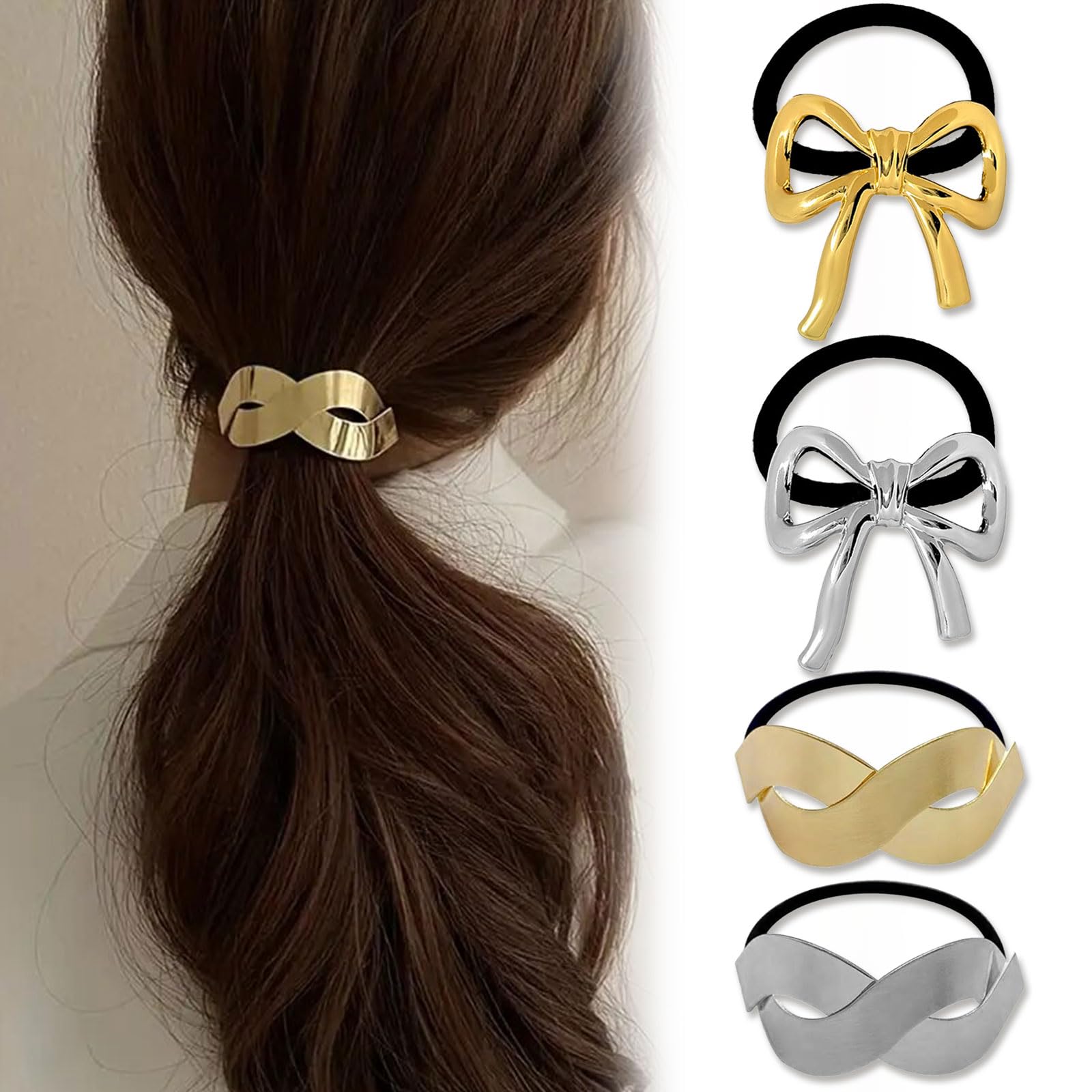 Amazon.com : Bow Metal Hair Ties Hair Scrunchies for Women 