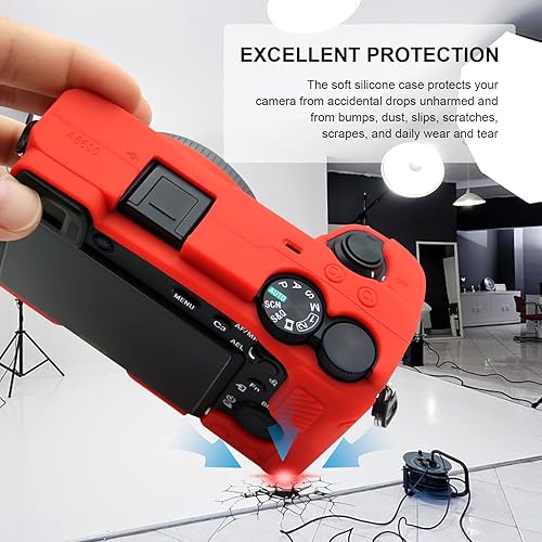Miniatura 3 de Funda para cámara Sony A6600 Alpha 6600 ILCE-6600 sin espejo, antiarañazos, ajuste delgado, funda protectora de goma de silicona suave (rojo)