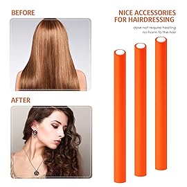 WILLBOND 60 Pieces Flexible Curling Rods Hair Curlers Rollers Twist Flexi No Heat Rods Rollers for Long Short Hair Women(0.7 x 9.5 Inch,Orange)
