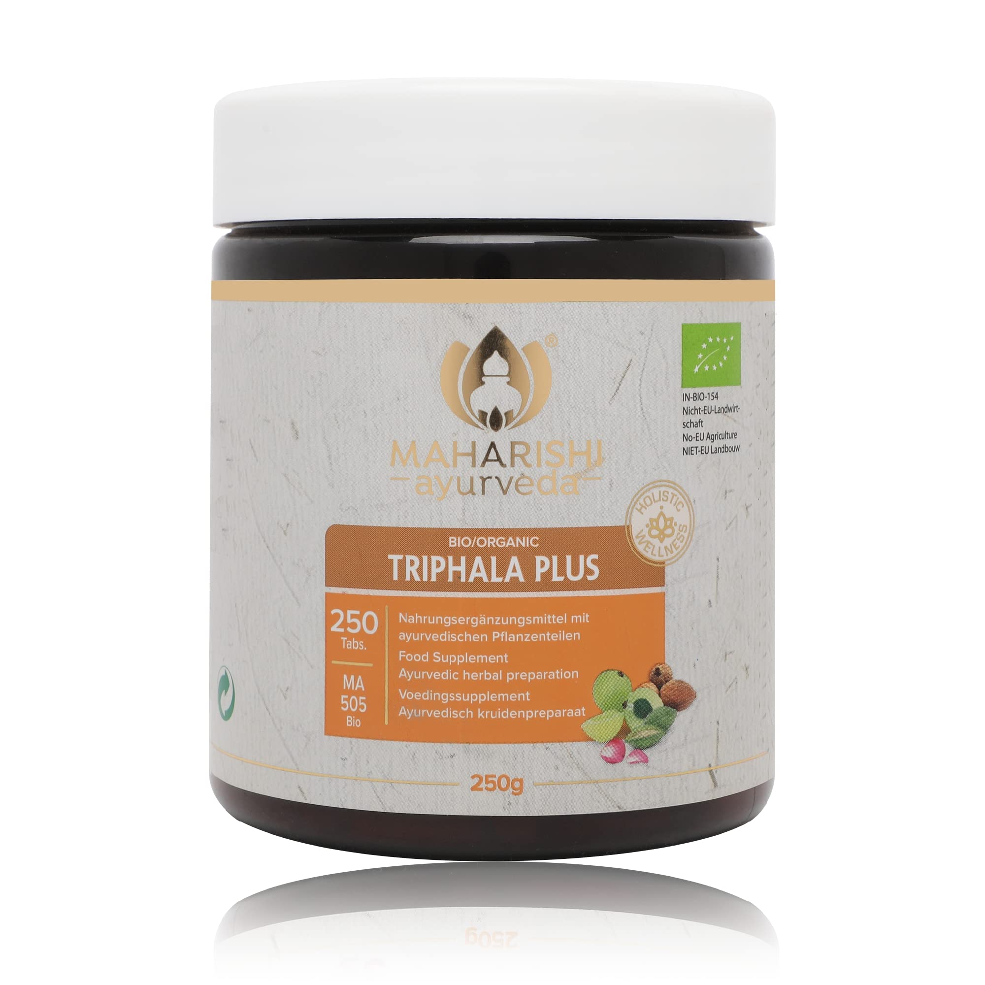 Maharishi Ayurveda Triphala Plus Nahrungsergänzungsmittel aus Indien | Kräutertafeln | Ayurveda -Pflanzenvorbereitung 250 Tabletten Pack von 1