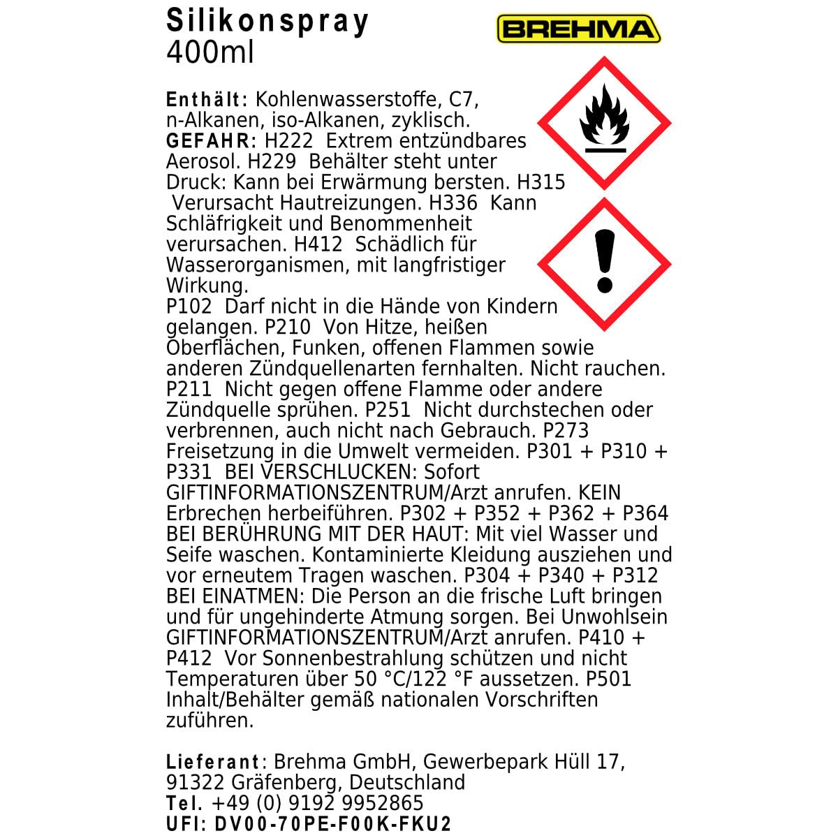 12x Silikonspray Schmiermittel Schmierstoff Siliconespray Gleitmittel Spray 400 ml