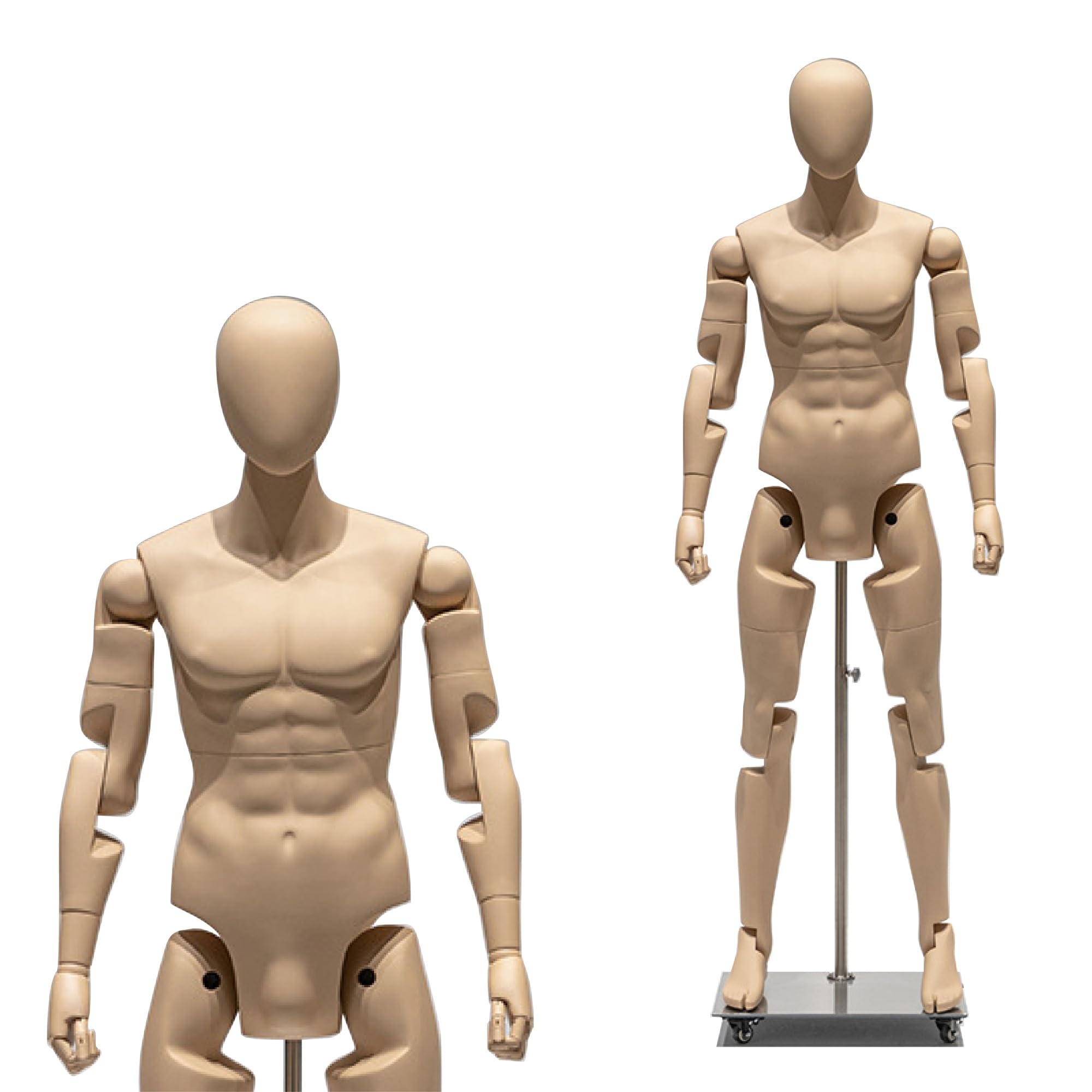 Jxjarnet Full Body Articulated Mannequin, Posable Robot Style Dress Form with Flexible Joints for Sports and Activewear Display(Nude,Faceless Adult Male)