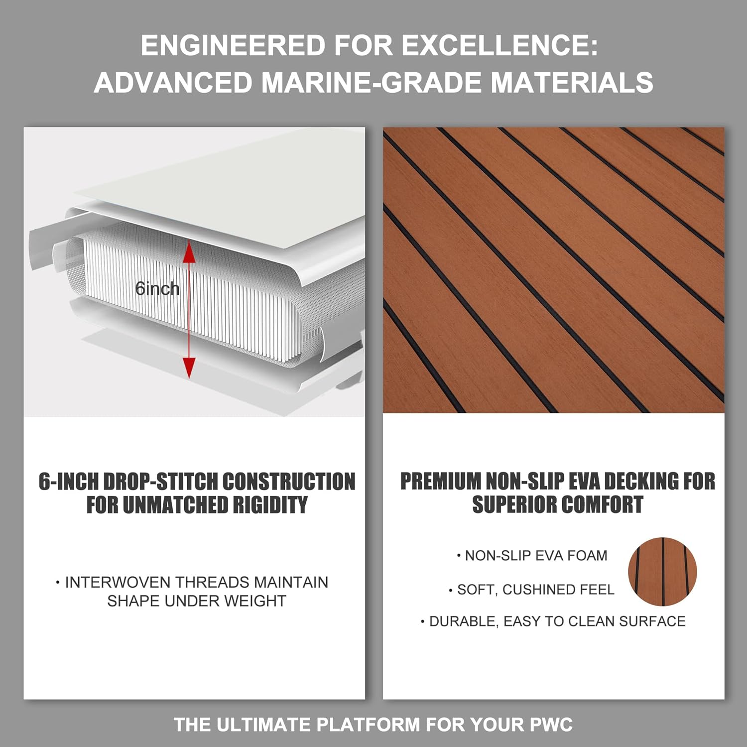 8.5ft U-Shaped Inflatable Jet Ski Dock, Heavy Duty Floating PWC Docking Station with Non-Slip EVA Pad, Portable Marine Platform or Boat Bumpers Fenders for Docking Include Pump