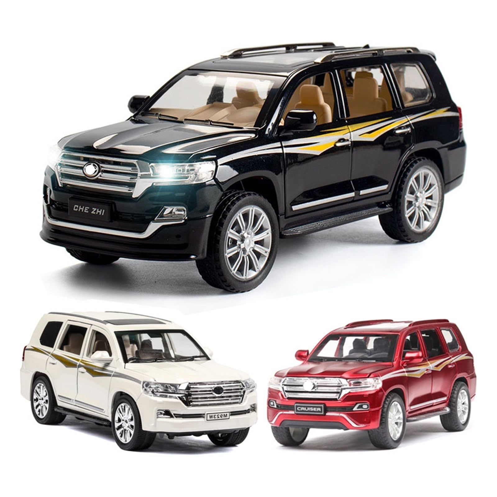 1:24 dla Land Cruiser SUV, model ze stopu, samochody odlewane, ulubione zabawki prezentowe(czarny A, z pudełkiem)