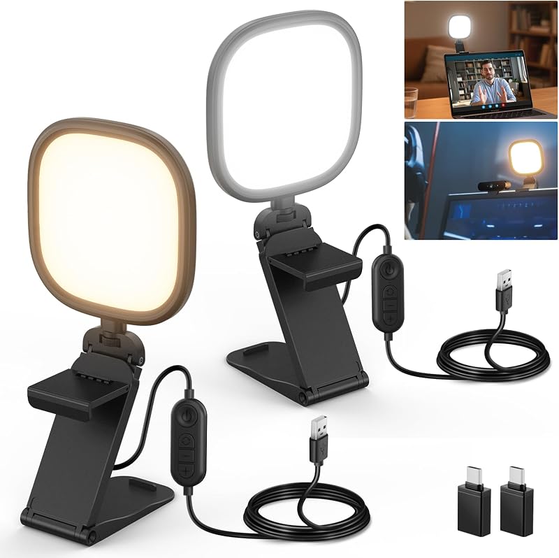BASICS 2 piezas 5" 10W LED Streaming Light, Bi Color Edge Lit Pantalla Completa CRI95 Lámpara USB con Soporte de Escritorio Multifunción, Monitor Computadora portátil Cámara Web Video Conferencia Zoom Grabación Iluminación, NL10