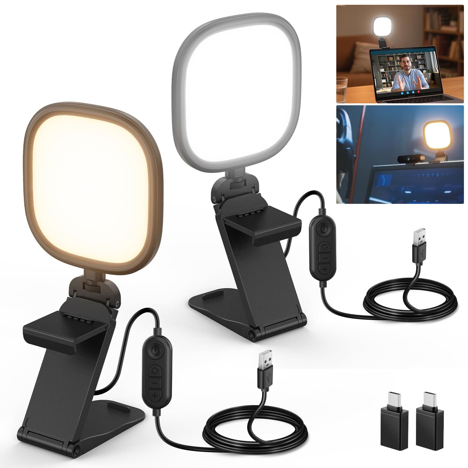 NEEWER BASICS (zestawy 2) 5'' 10 W dwukolorowa lampa biurkowa USB z oświetleniem peryferyjnym, z wielofunkcyjną podstawką, CRI 95, do monitora, laptopa, kamery internetowej, wideokonferencji i zoomu
