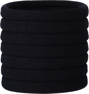 eBoot 20 Pack Large Black Stretch Hair Ties for Thick Curly Hair - 5cm Diameter Ponytail Holders, No Snag, Gentle Hold
