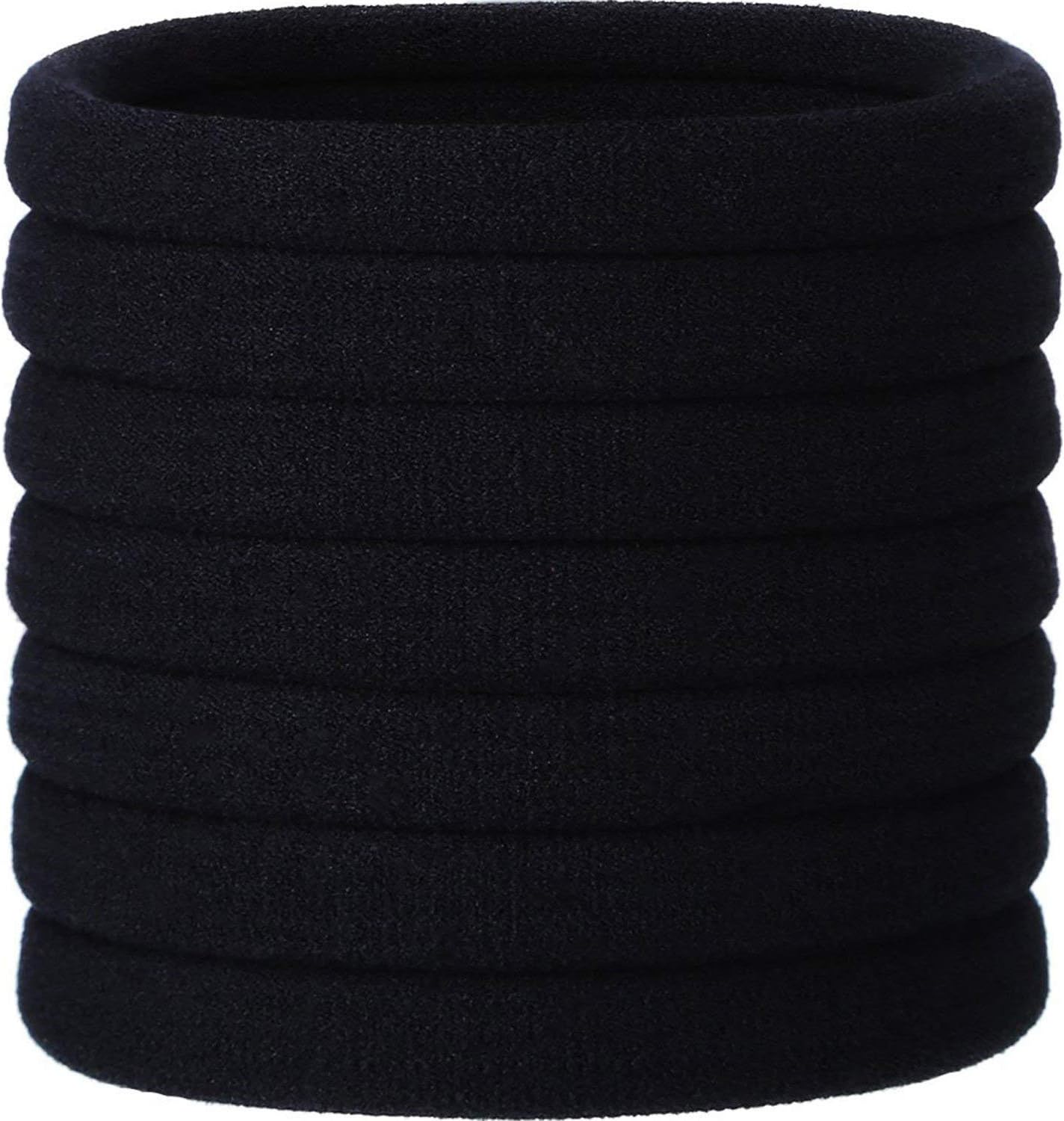 20 Pieces Large Cotton Stretch Hair Ties Bands Rope Ponytail Holders Headband for Thick Heavy and Curly Hair (Black)