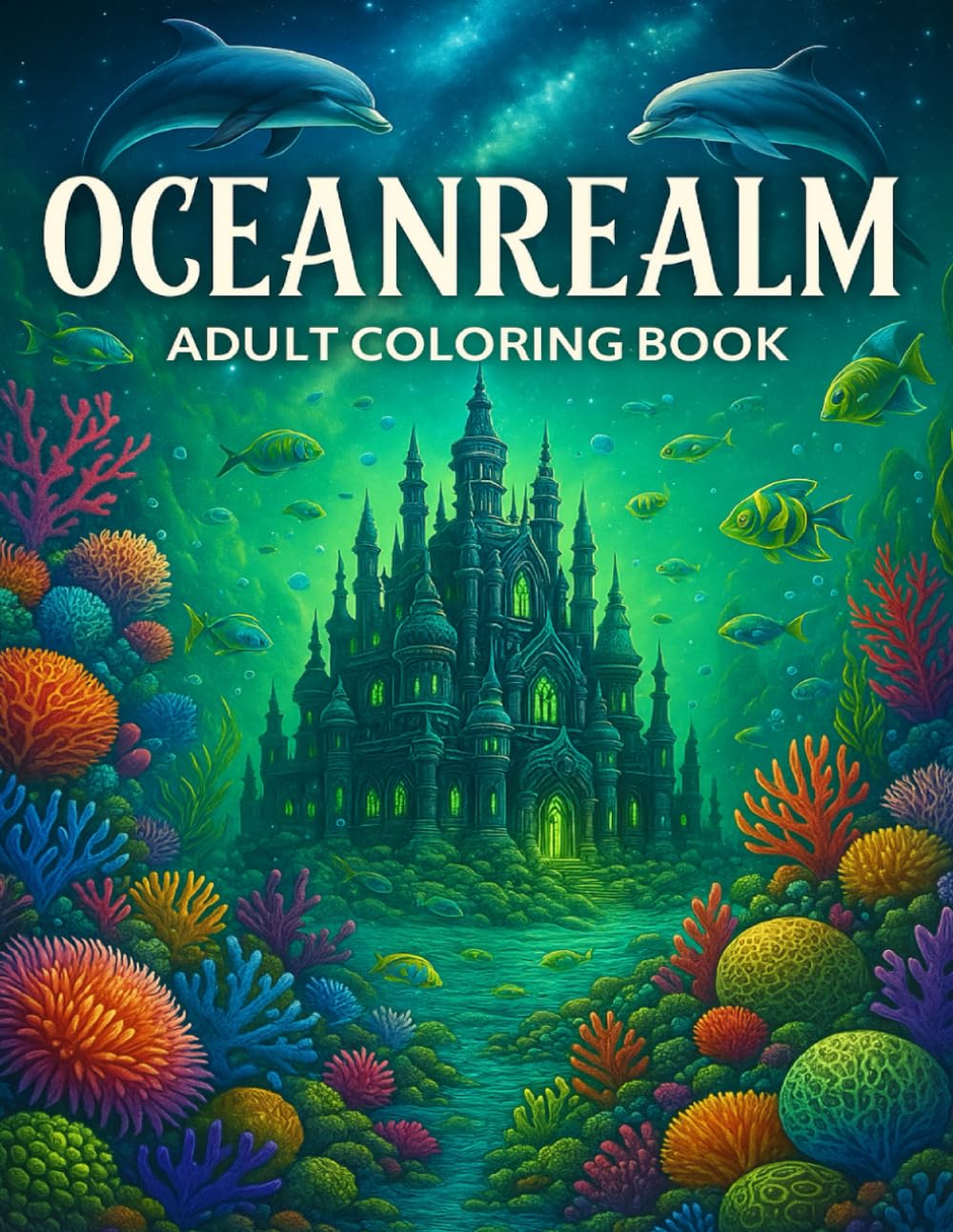 Oceanrealm Adult Coloring Book: A Deep-Sea Journey of Relaxing Ocean Scenes, Majestic Marine Creatures & Stress-Relief Underwater Worlds