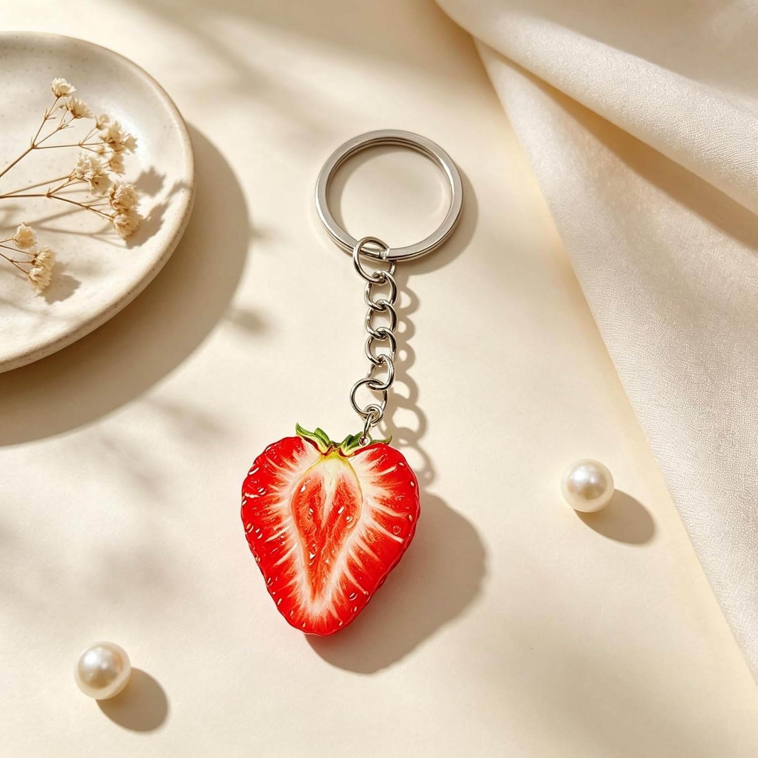 MALOYANVE Cute Acrylic Strawberry Keychain for Women image 5