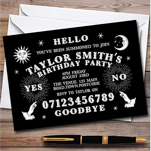 Ouija Board Spirit Gothic Personalized Birthday Party Invitations