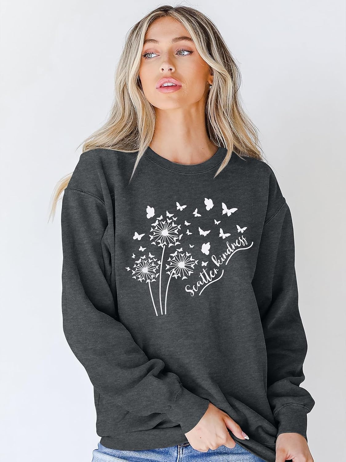 BANGELY Womens Dandelion Sweatshirt Hope Love Floral Graphic Shirt Casual Crewneck Tee Loose Long Sleeve Pullover Tops - Image 5