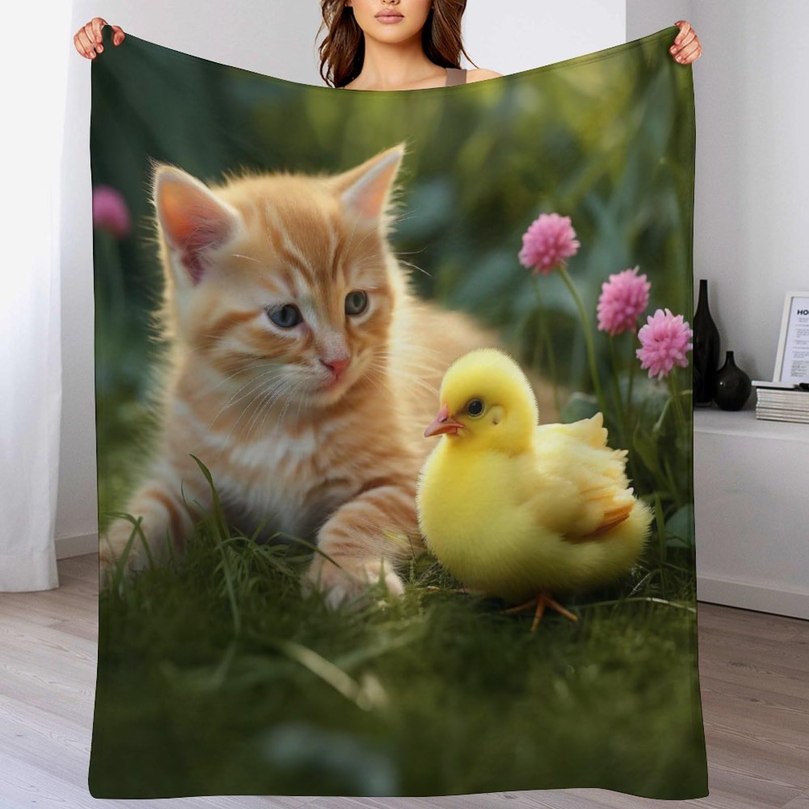 Couverture chat polaire pour doudou de voyage et soirées cocooning au salon