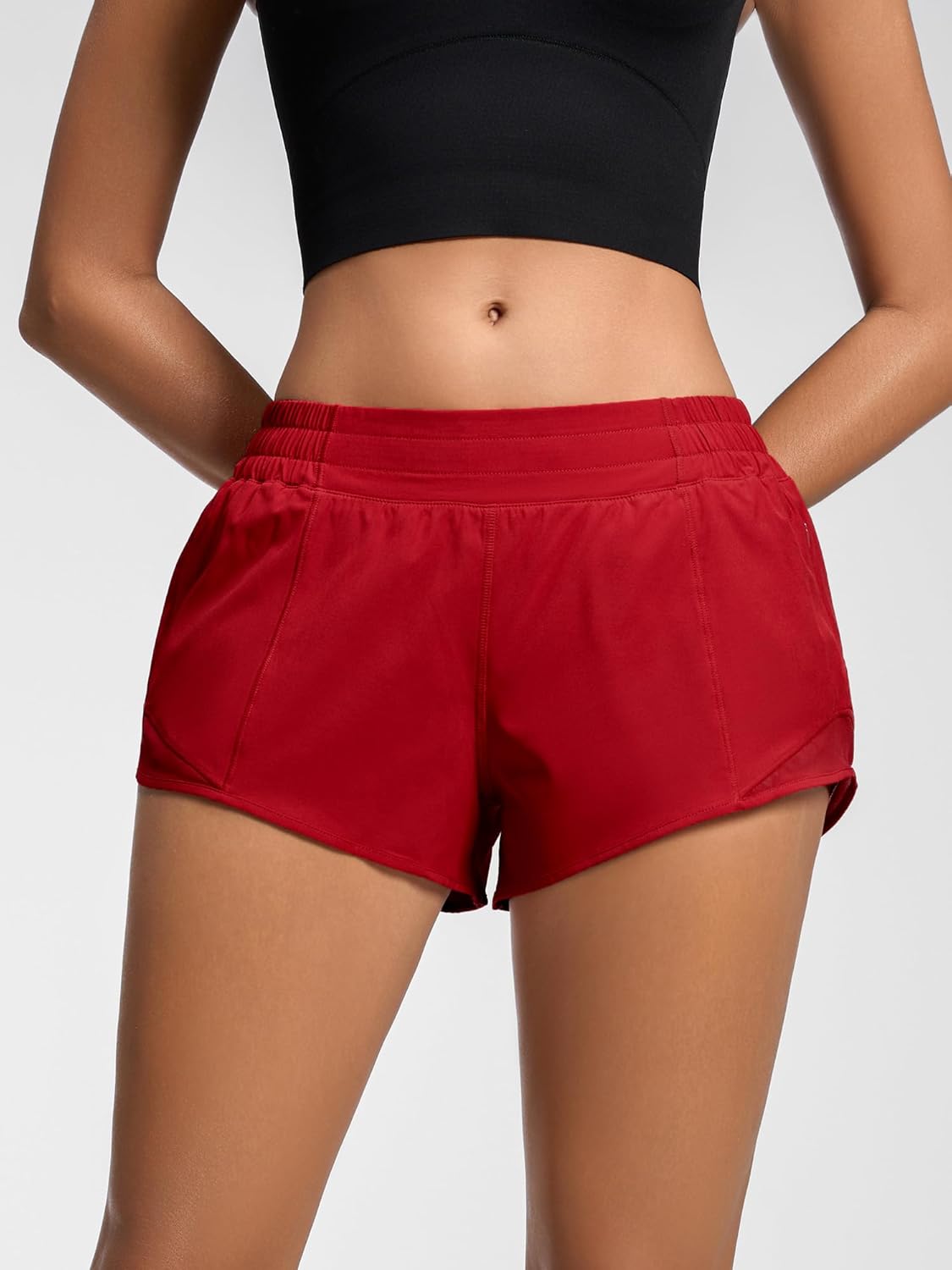 MCEDAR Women's Running Shorts Low Waisted 2.5"，Lightweight Active Workout Quick Dry Gym Athletic Sports Shorts Zip Pocket - Image 4