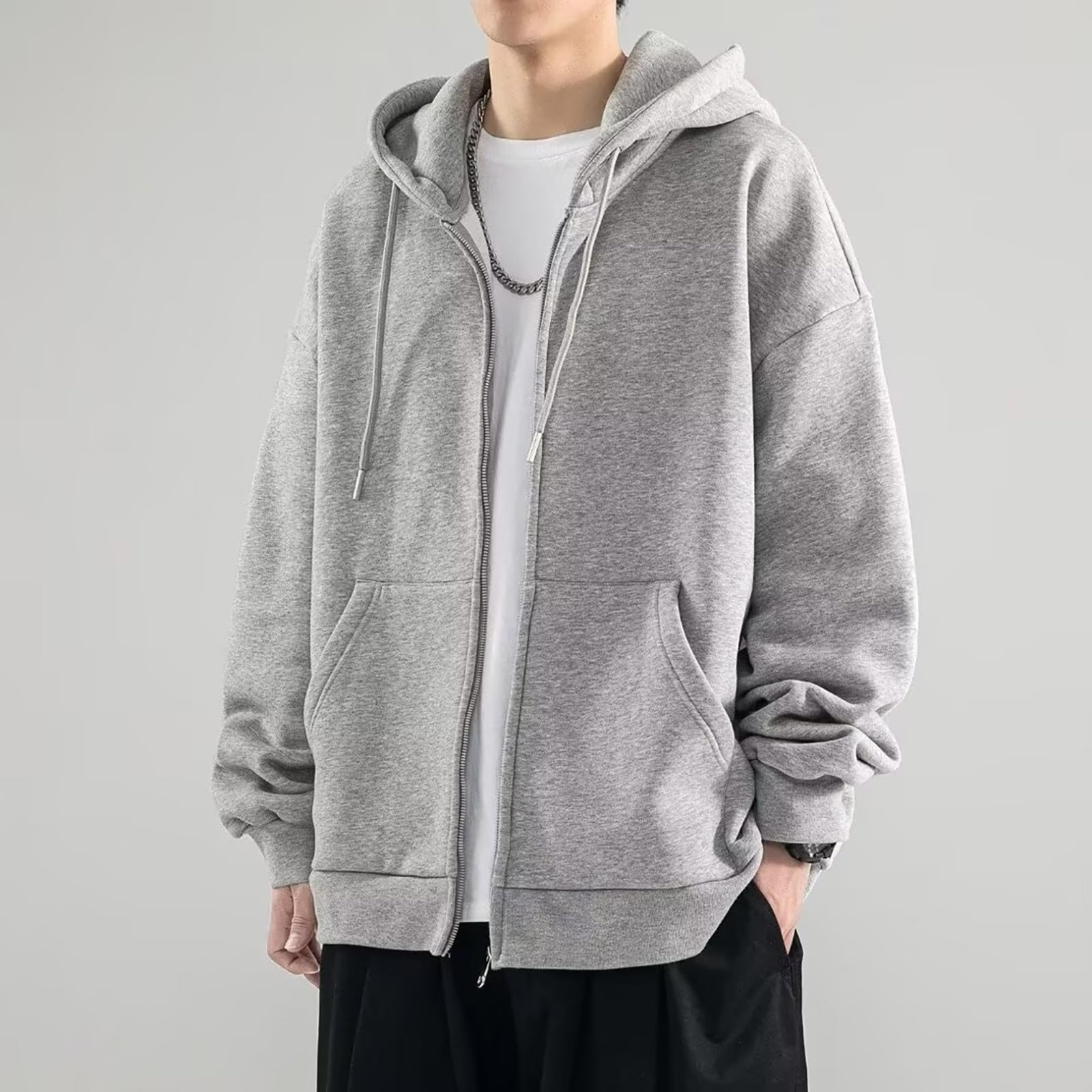HOOUDO Strickjacke Herren Cardigan, Herren-Cardigan-Pullover, Klassisch Casual-Line Sweatjacke, Hochwertige Durchgehendem Reißverschluss Laufjacke, für Freizeit und Alltag