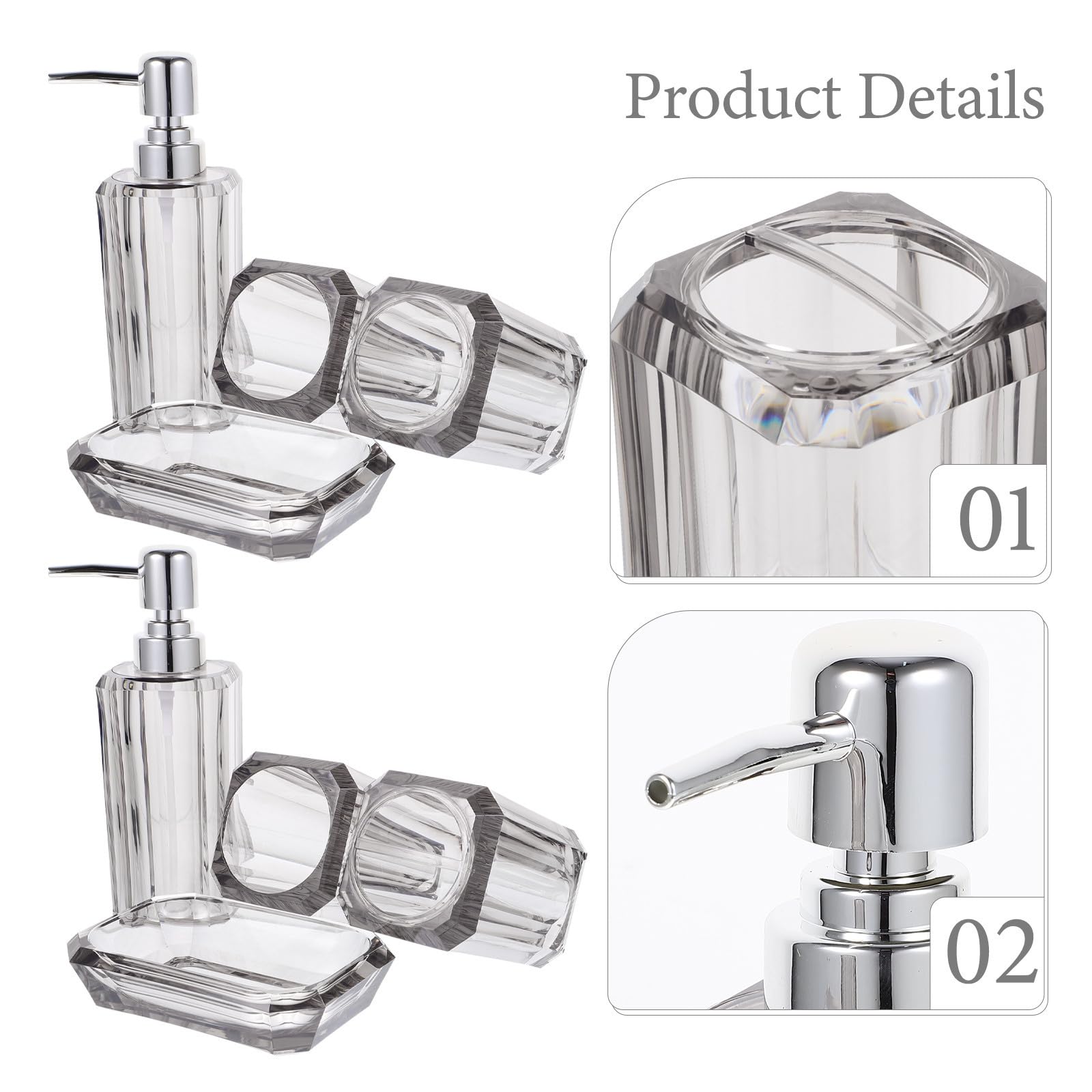 MERRYHAPY 1juego Accesorios de Baño Transparente con Dispensador de Jabón Vaso para Cepillo de Dientes Jabonera y Botella de Loción para Encimera Resistente y Decorativo para Uso Doméstico