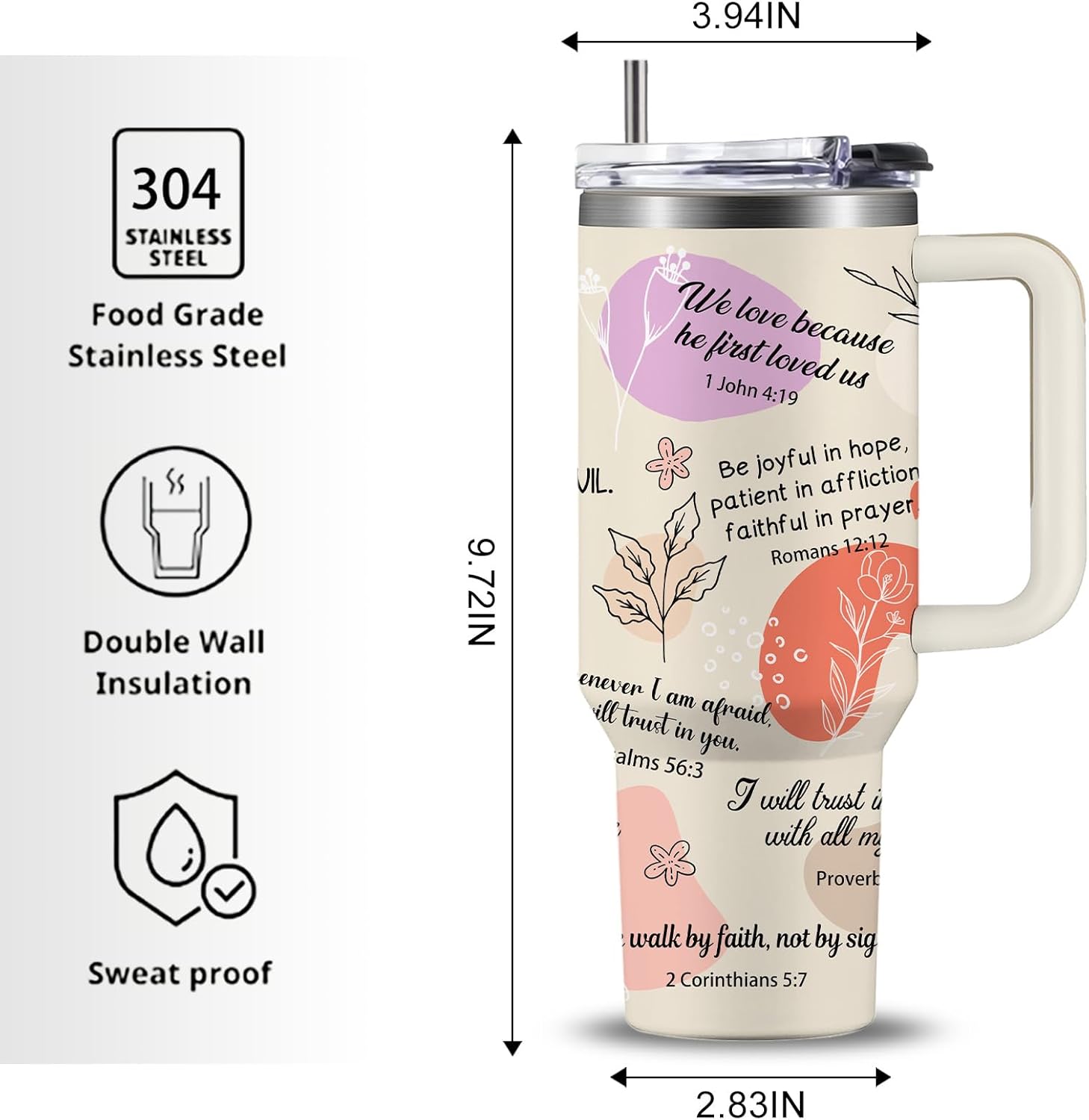 Christian Gifts for Women - Faith Bible Verse Gifts Baptism Tumbler - Inspirational Religious Birthday Gift for Women - Catholic Spiritual Christmas Gift Coffee Cup for Girl Friends 40oz - Image 8