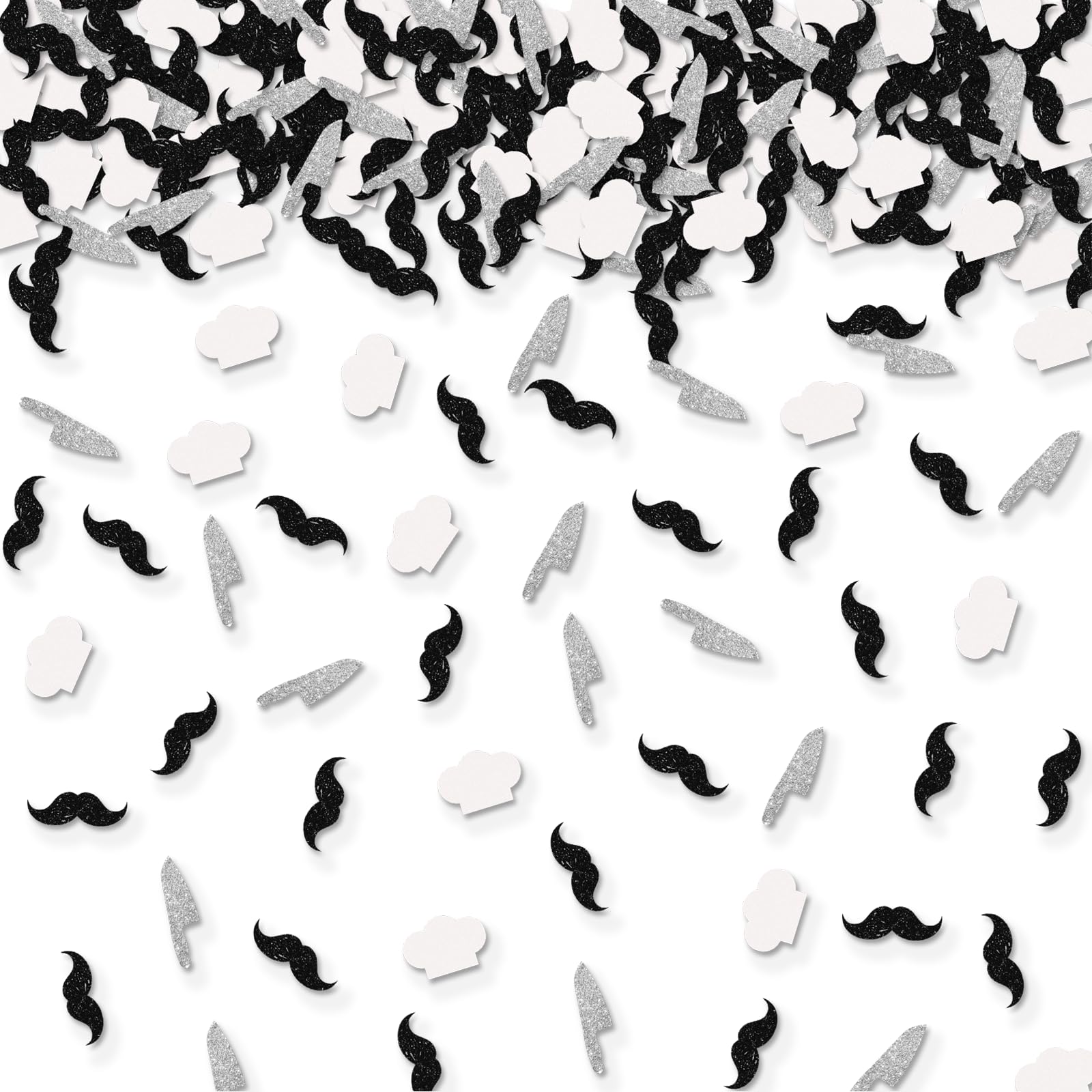 100pcs Chef Confetti, Black&White Glitter Chef Hat Table Confetti, Cooking Theme Party Paper Scatters, Baby Shower/Chef Birthday Party Table Decoration