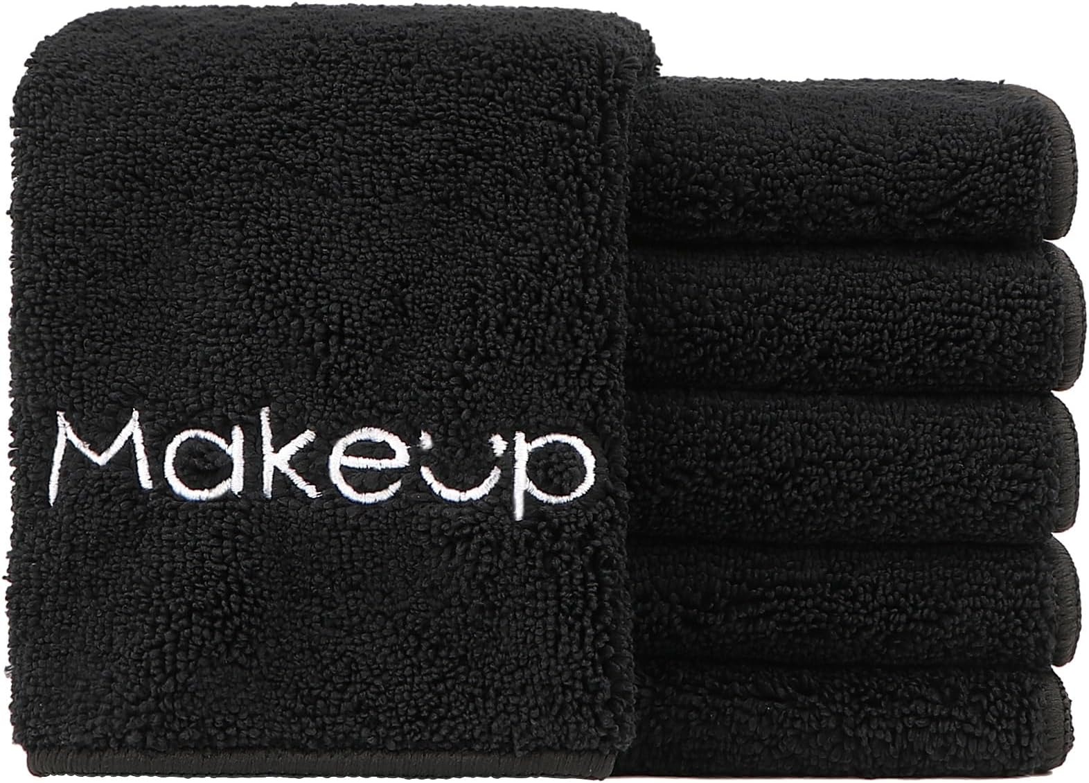 HOMEXCEL Makeup Remover Cloth 6 Pack,Premium Washable Soft 13x13 Inch Facial Cleansing Makeup Towels,Quick Dry Microfiber Face Towels Washcloths for All Skin Types,Black
