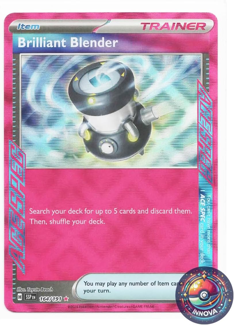 Pokemon - Brilliant Blender 164/191 – Surging Sparks – Ace Spec Card – Red Foil Trainer Card