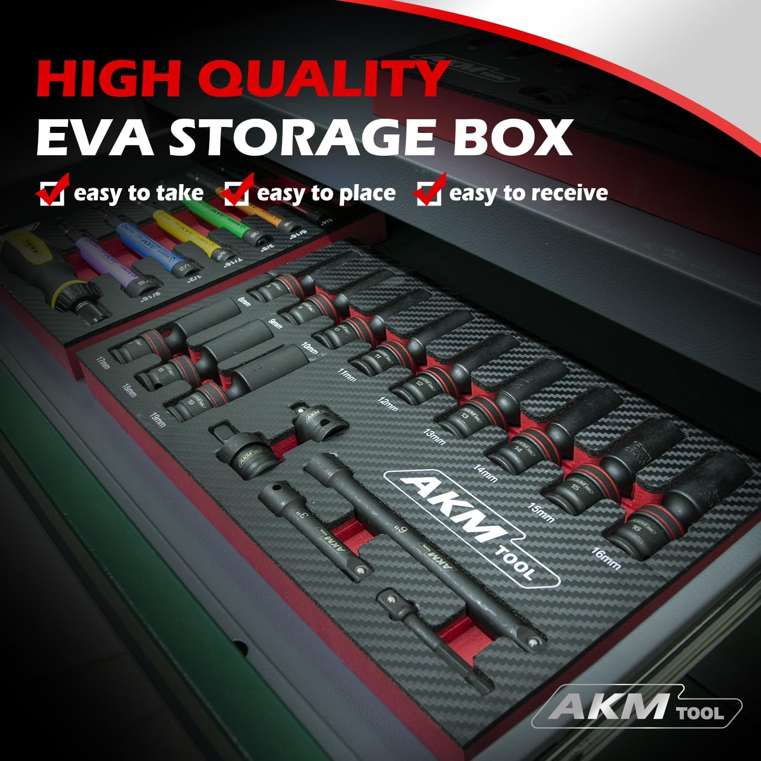 3/8" Drive Universal Impact Socket Set, 17 Piece Swivel Socket Set, Wobble Sockets, Flexible, 6-Point, Metric, 8-19mm, Cr-Mo with 3" 6" Extension Bars and Adapter