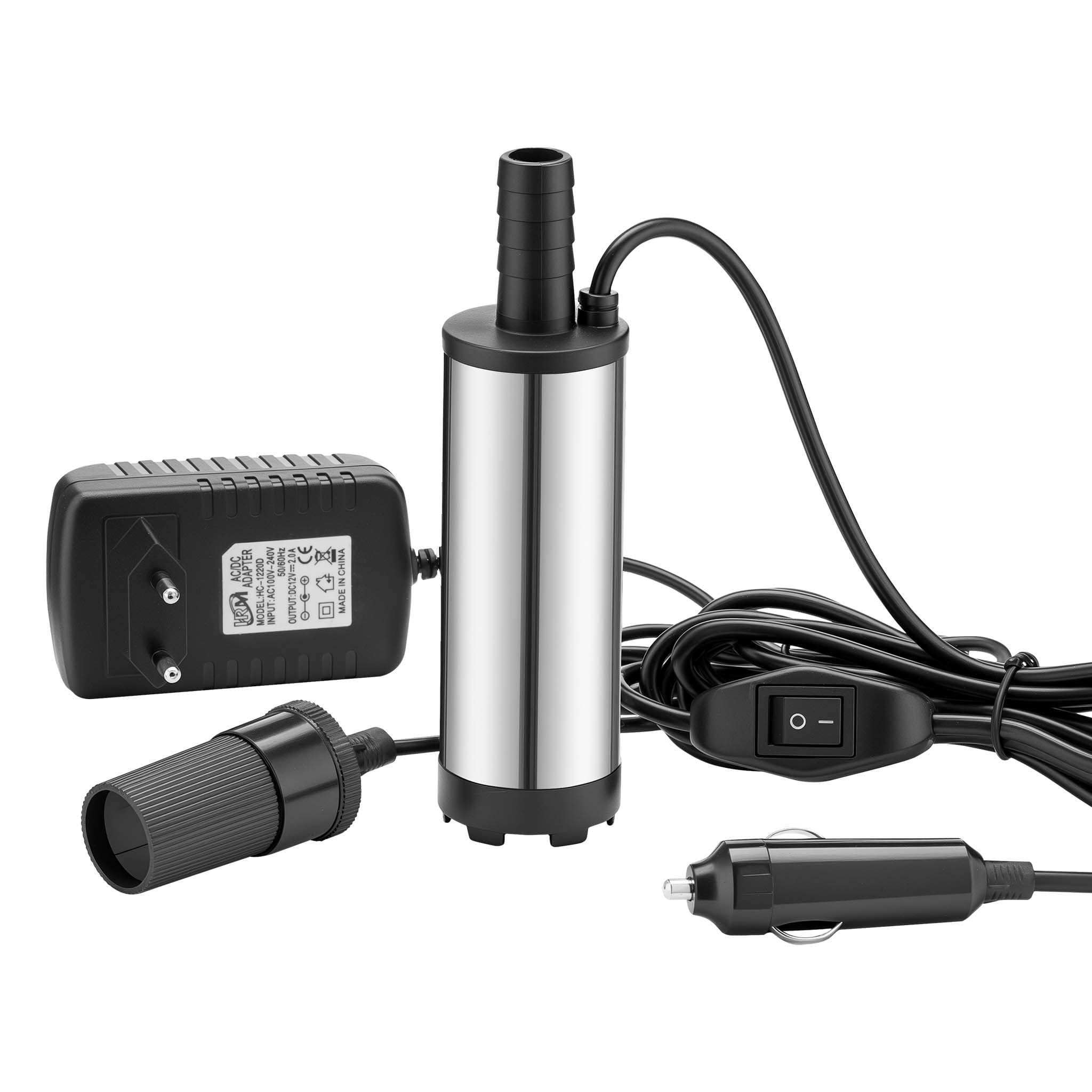 Mini pompa Wiltec 12-15 l/min 8500 obr/min 12 V, wylot 16 mm, pompa zanurzeniowa do wody i oleju napędowego, do spuszczania cieczy, odwadniania, pompowania ponad