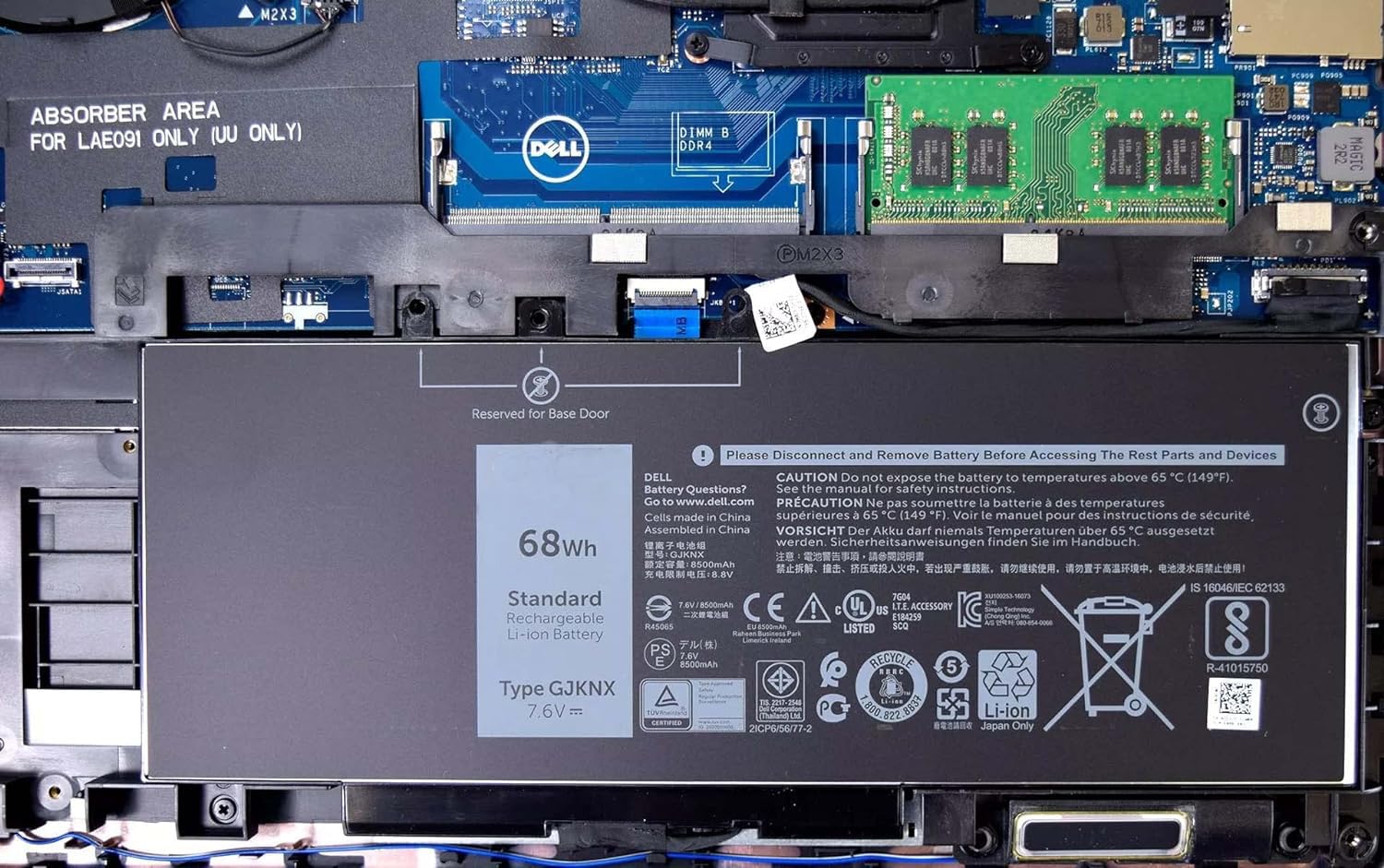 7.6V 68Wh GJKNX Batterie pour Dell Latitude 5480 5280 5590 5490 E5480 E5580 E5490 E5590, Precision 15 3520 3530, GD1JP 0GD1JP DY9NT 0DY9NT 5YHR4 451-BBZG 7.6V 68Wh GJKNX Batterie pour Dell Latitude 5480 5280 5590 5490 E5480 E5580 E5490 E5590, Precision 15 3520 3530, GD1JP 0GD1JP DY9NT 0DY9NT 5YHR4 451-BBZG