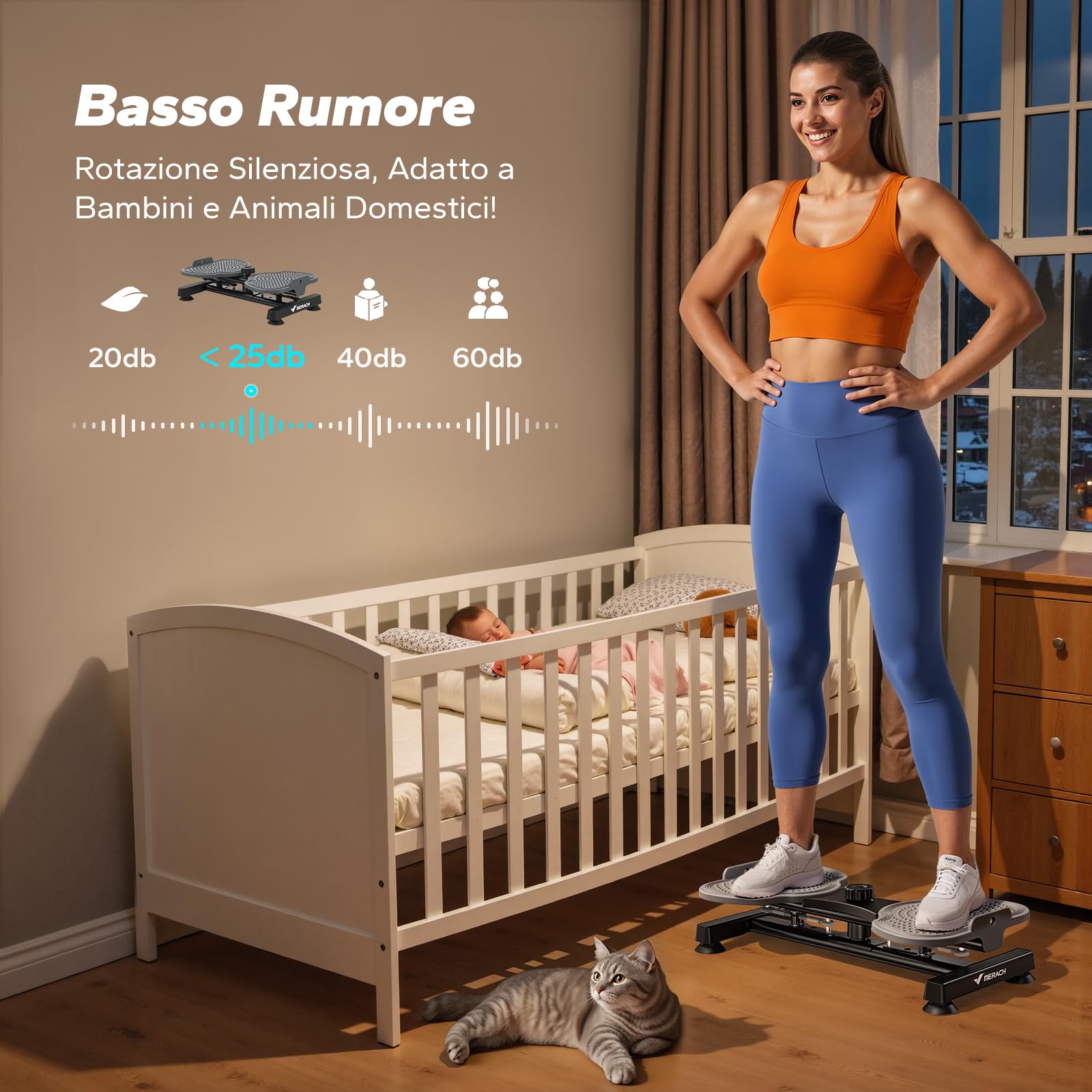 MERACH Twist Waist Disc Board per le Donne, Waist Whisper con 2 Fasce Elastiche, Pedana Rotante Dimagrante per Allenare Core e Fianchi, 136KG Max per Fitness & Ginnastica - Grigio (Pro)