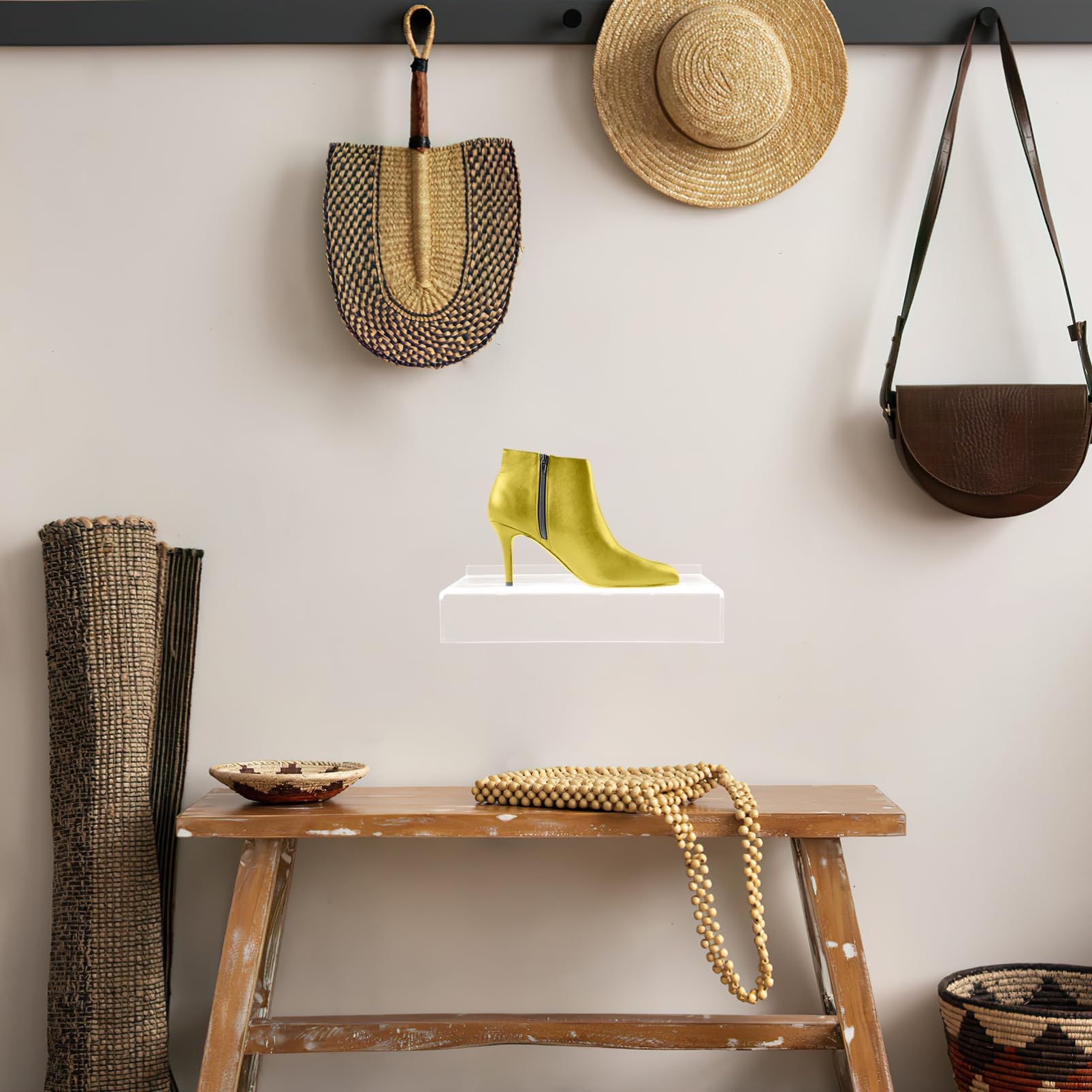 Luxshiny Scaffale per Scarpe da Muro in Plastica 5 Pezzi Etichette, Espositore per Scarpe Facile da Installare per Negozi e Vetrine
