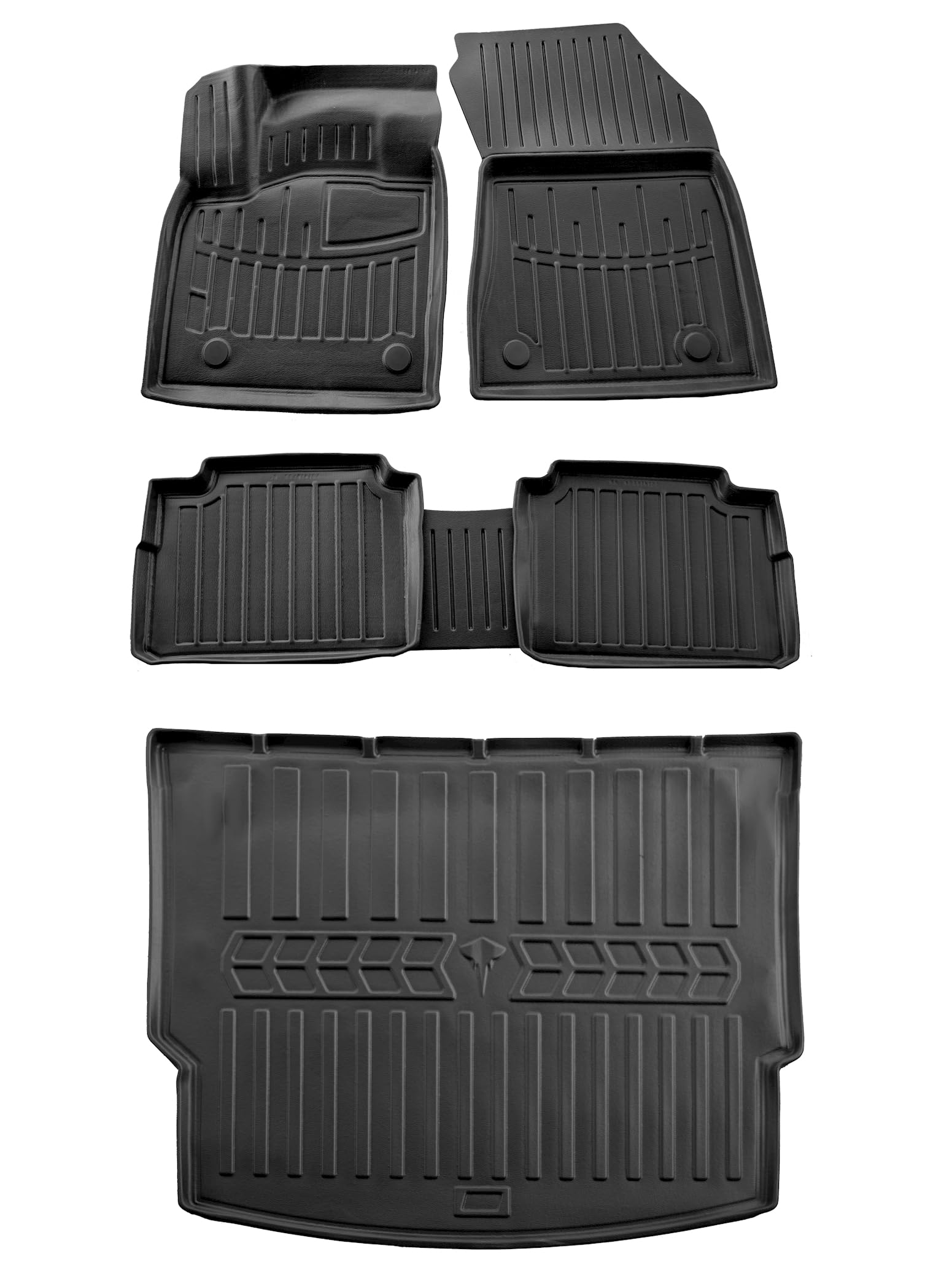 AD Tuning Fußmatten Kofferraumwanne für Nissan X-Trail T33 e-Power (2021-) | 5-teilig, für vorne und hinten, 3D-Form, erhöhter Rand, ölbeständig, verschleißfest, geruchsneutral