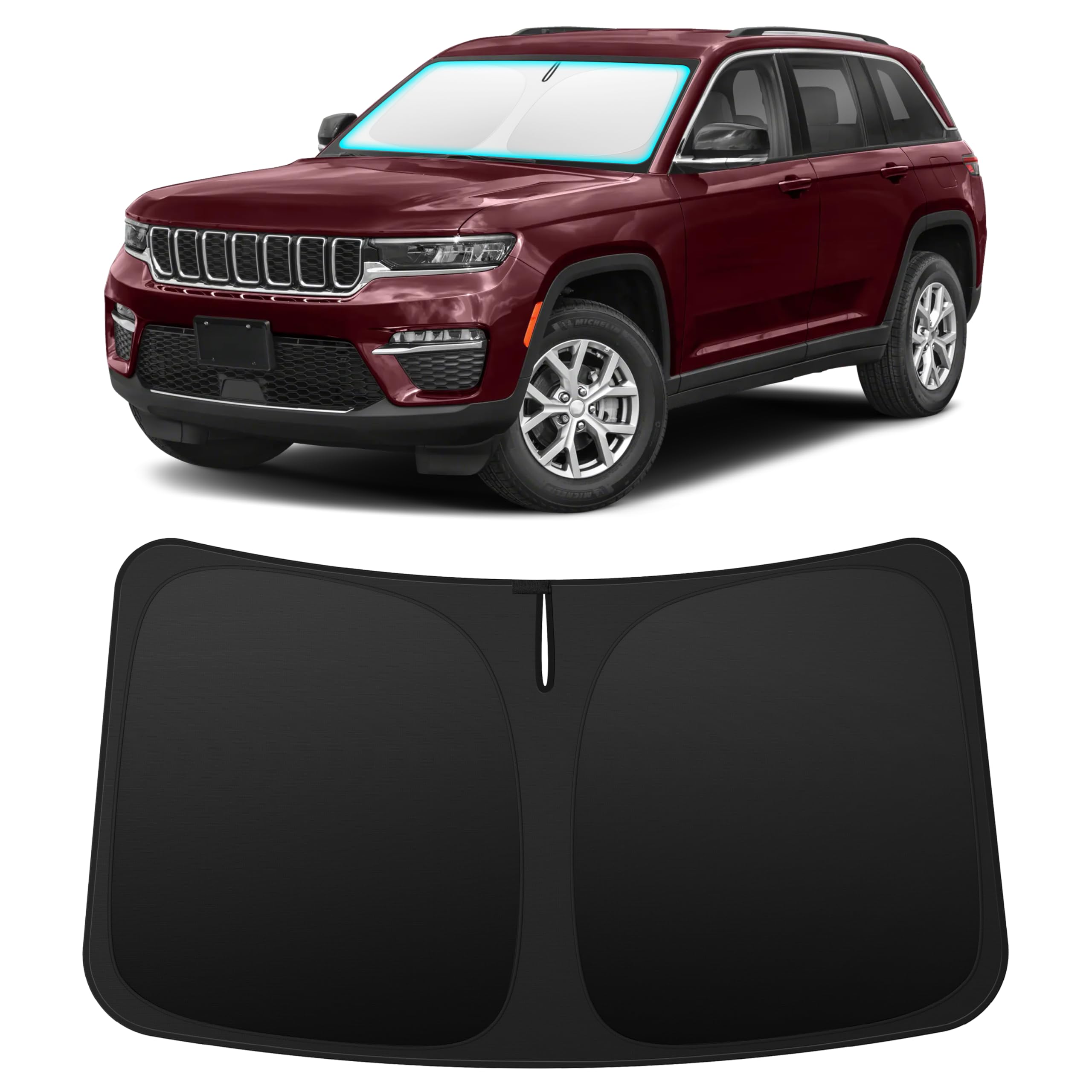 INSAUTO Custom Fit Windshield Sun Shade for Jeep Grand Cherokee 2011-2026 | Foldable Front Window Sunshade Car Accessories, UV & Heat Reflector, Keeps Interior Cool, Includes Storage Bag