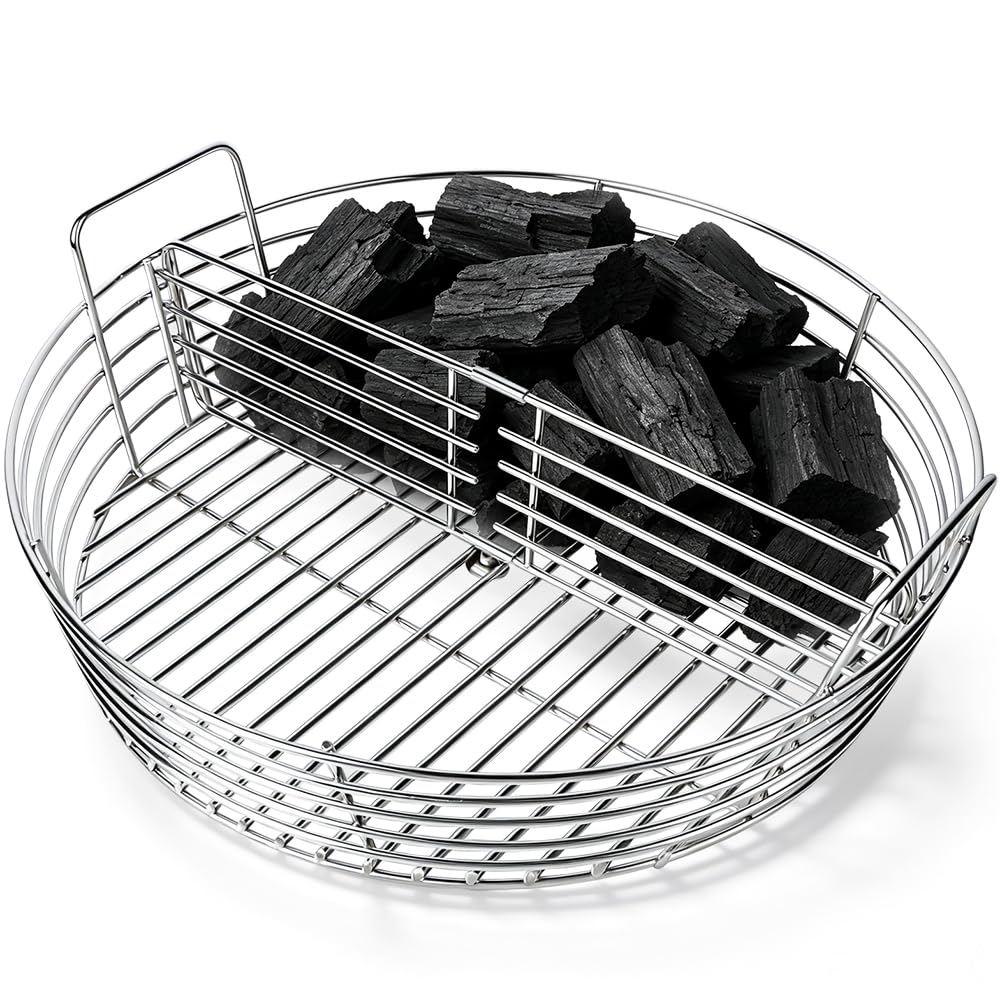 19" Stainless Ash Charcoal Basket with Divider for Big Green Egg XL
