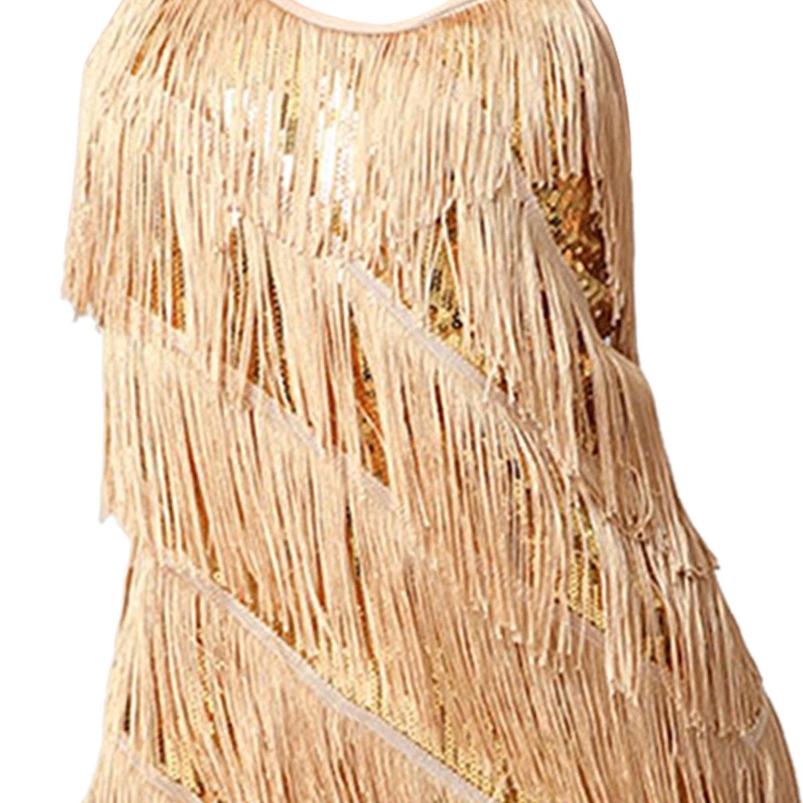 Kleid für Damen, Lateinamerikanisches Tanzkleid Im Stil Der 1920er Jahre, Tanzbekleidung mit Fransen Und Quasten, Perfekt für Club, Party Und, l