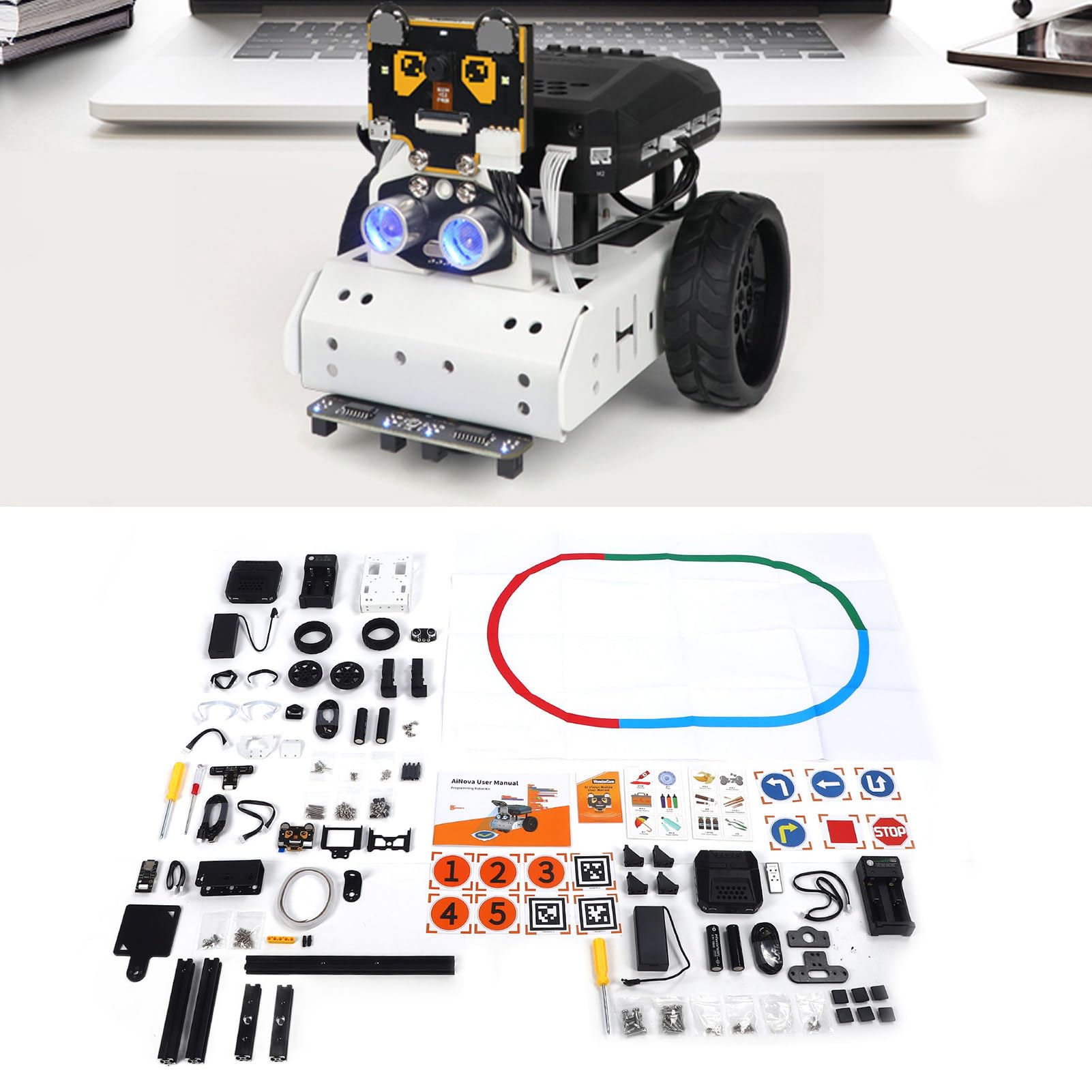 AI Vision Robot Zestaw, Robot Kodujący DIY, Programowalny Inteligentny Robot, Robot z Aparatem dla Początkujących Nastolatków
