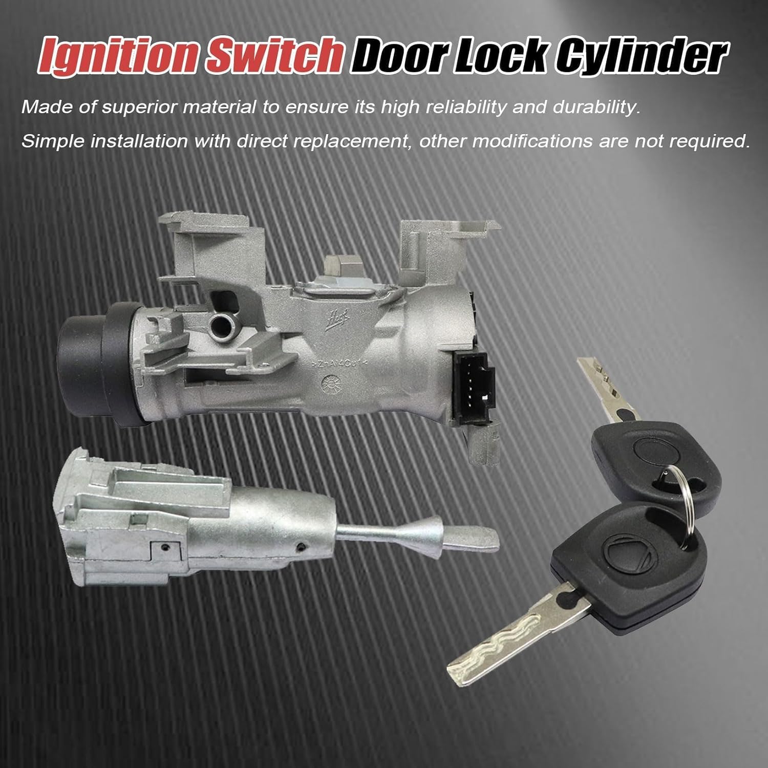 NLQR 1K0905851B Ignition Switch Door Lock Cylinder Fit for Volkswagen EOS Golf Rabbit Tiguan Jetta Scirocco Touran Caddy 2004-2011 Fit for Audi A3 TT R8 2003-2013 Replace 1K0905865A 5C6800375