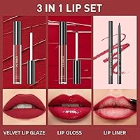 Vista 4 de MAEPEOR Kit de labios todo en uno, 3 en 1, delineador de labios suave y lápiz labial con lápiz labial líquido de terciopelo mate, brillo labial