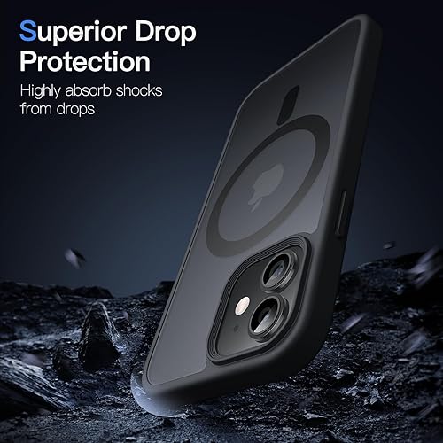 Miniatura 5 de JETech Funda magnética para iPhone 12 Mini de 5.4 pulgadas, compatible con MagSafe, translúcida mate, delgada, a prueba de golpes, color negro