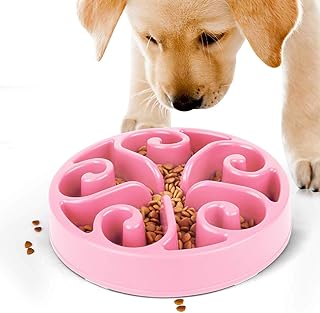 JASGOOD Slow Feeder Dog Bowl Slow Eat Feeder for Fun Slow Feeding Interactive Bloat Stop Dog Bowl,B-Pink