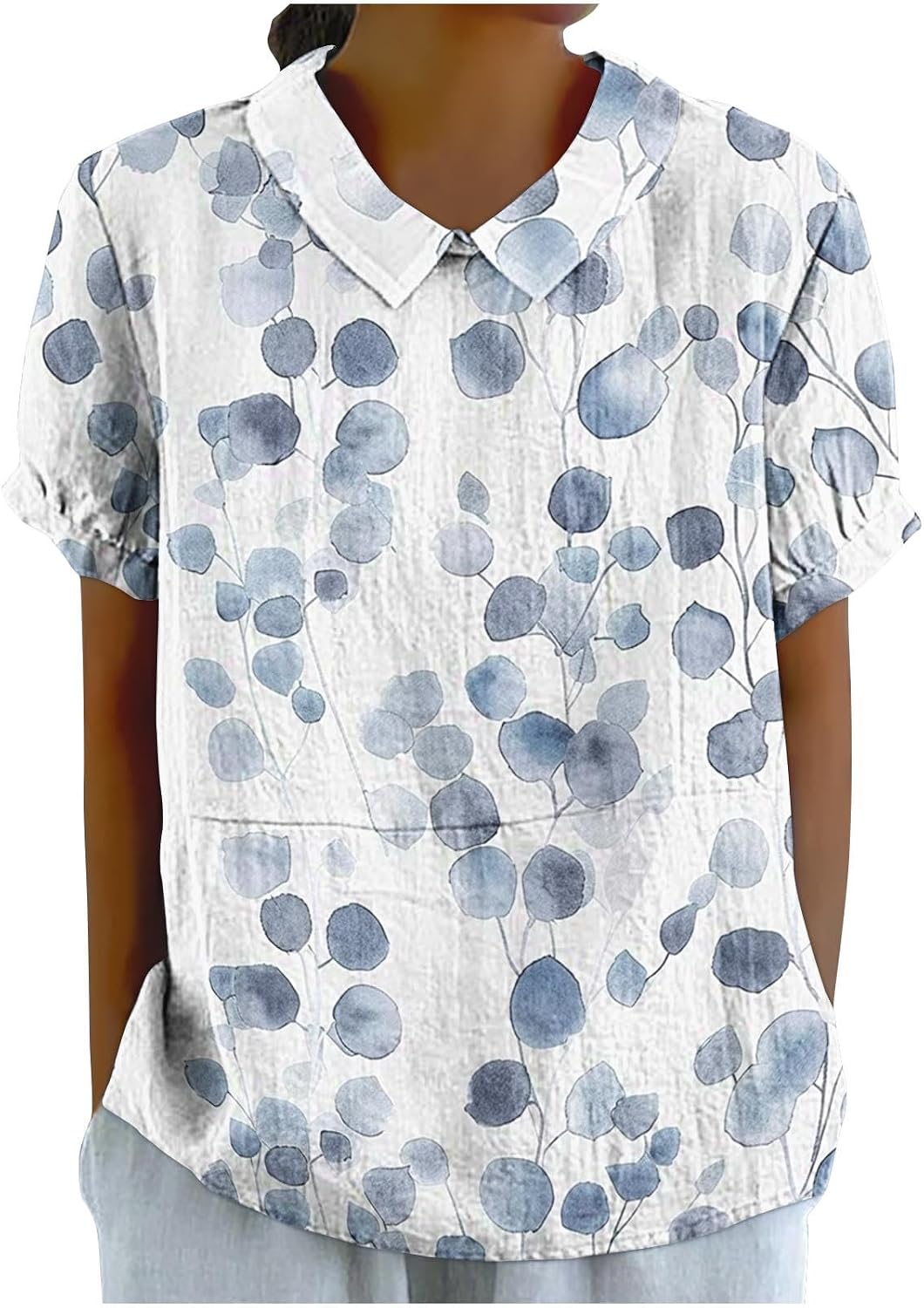 Women Trendy Floral Shirts Casual Short Sleeve Blouses Classy Beach Vacation Tops Loose Comfy Tunics T-Shirt
