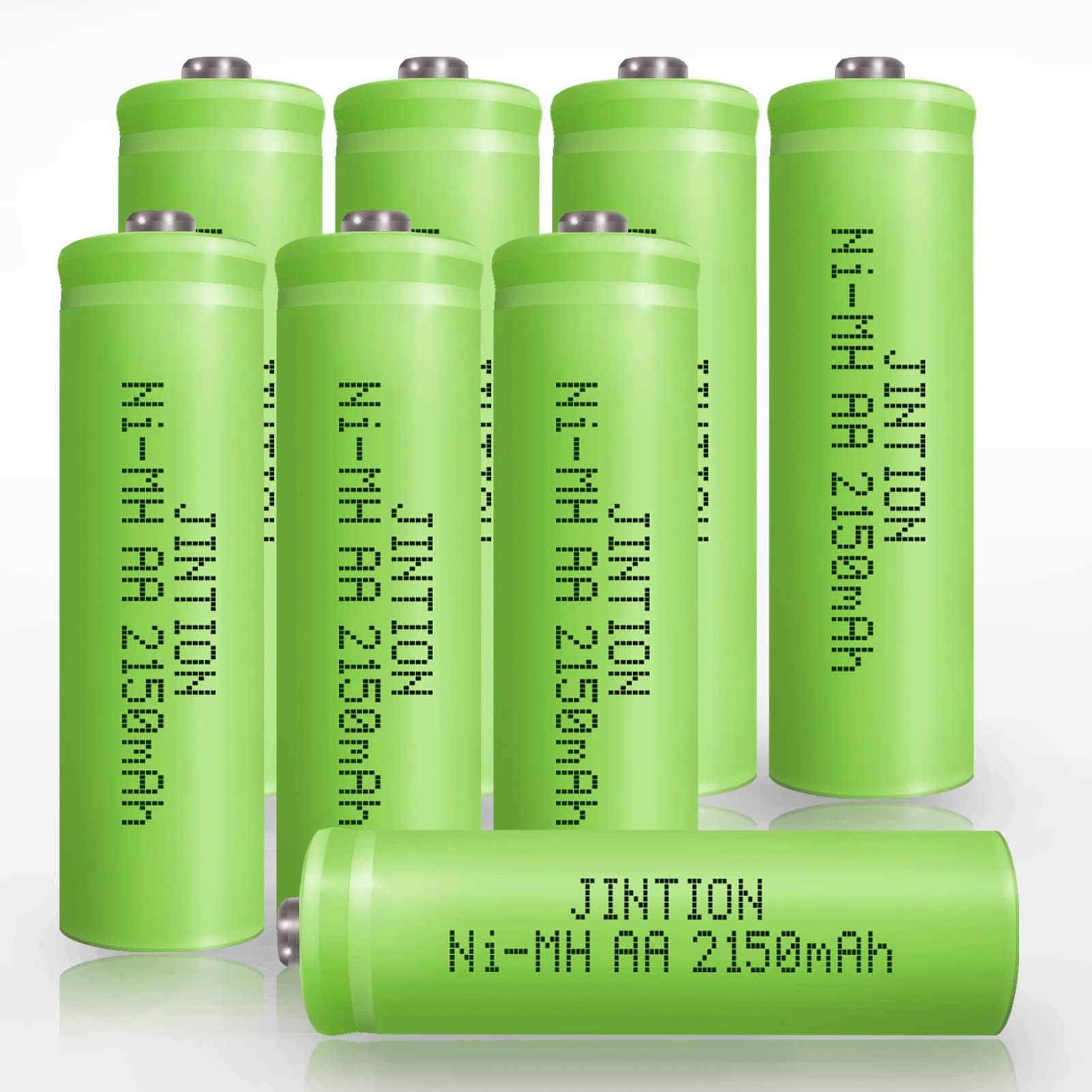 JINTION AA Rechargeable Batteries, Rechargeable NiMH AA 2150mAh Double A Battery High Performance Pre-Charged Recharge Batteries for Lights Toys Radio Household Device, 8 Pack