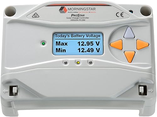 Morningstar - Controlador de carga solar PWM ProStar 15A para baterías de 12V24V, tasa de falla más baja en la industria, diagnósticos incorporados,