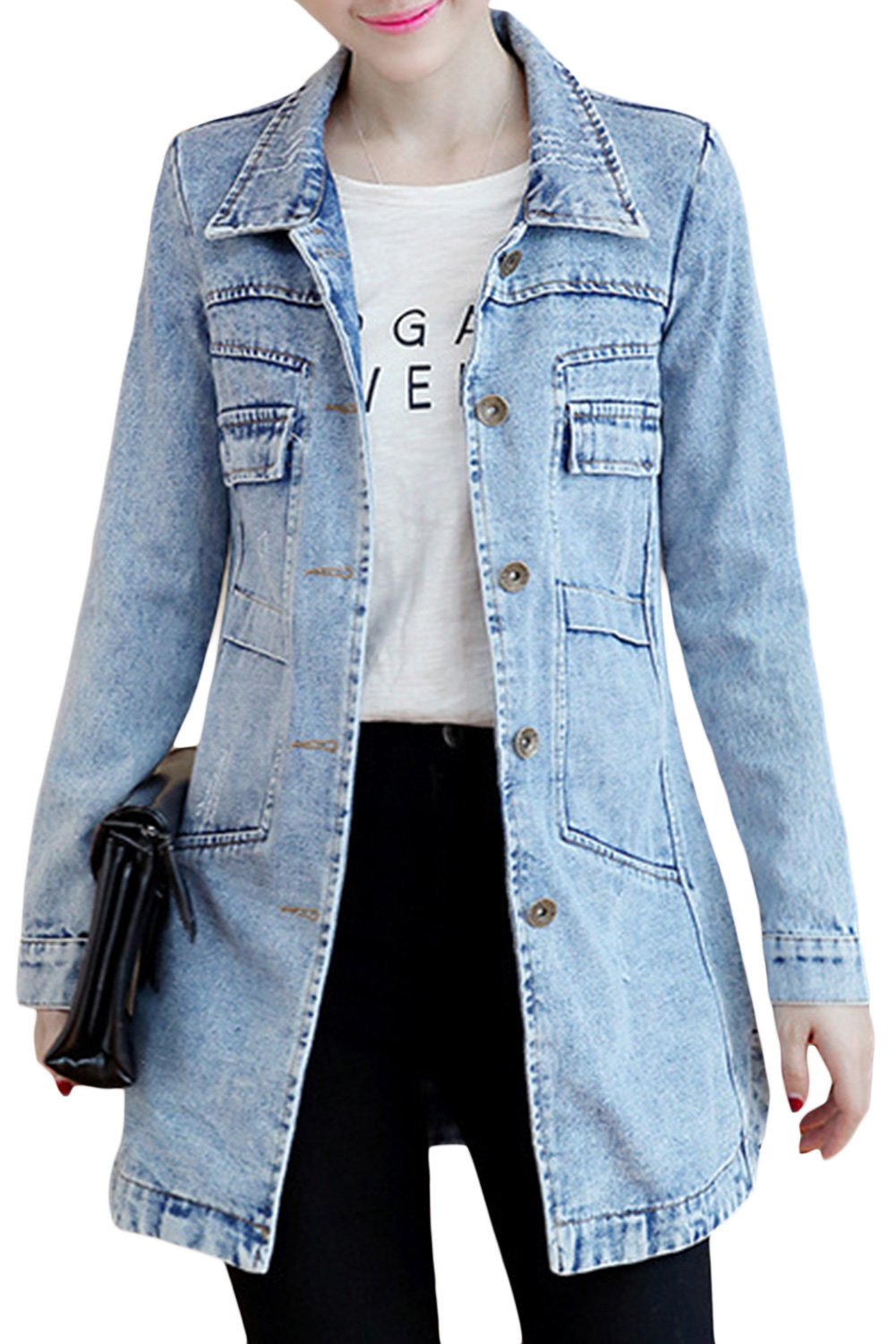 sandbank Veste en jean léger en coton denim pour femme