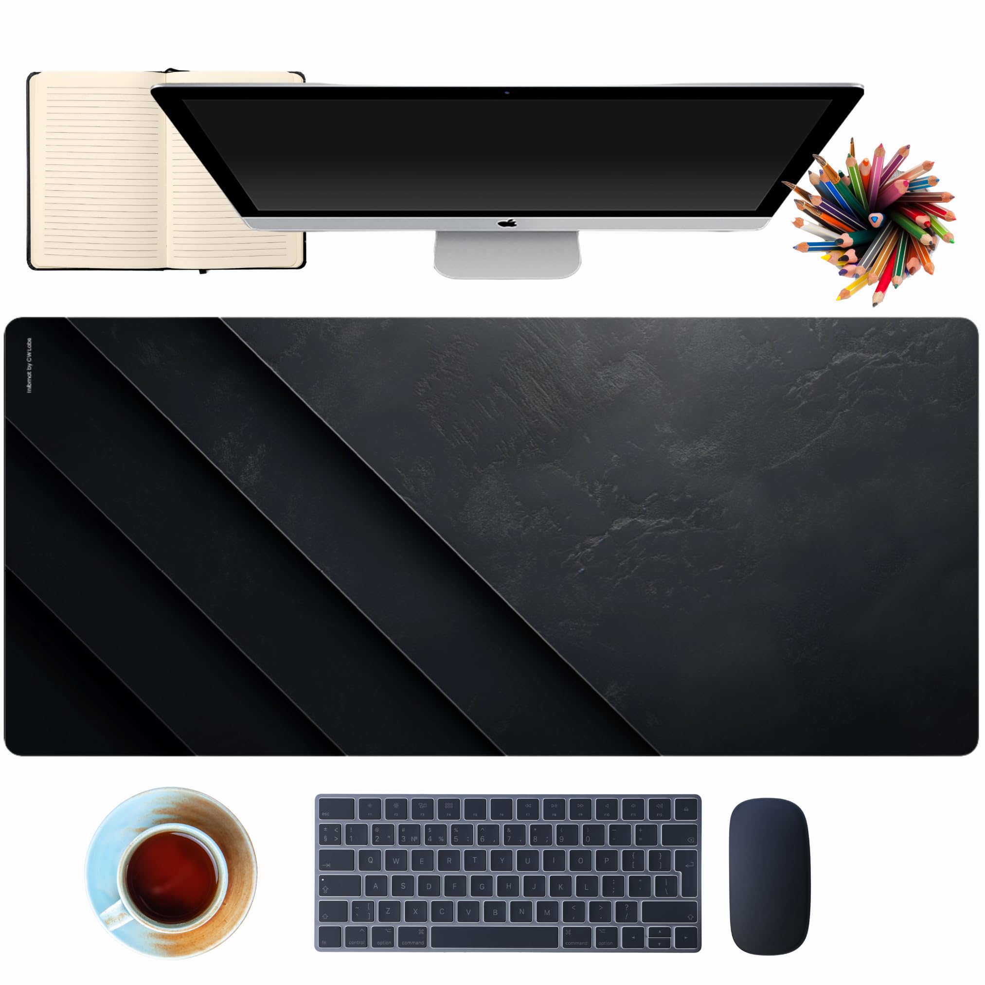 Black Stone Mouse Pad – Extra Large Desk Mat for Keyboard and Mouse | Minimalist Gaming Mouse Pad, Laptop Desk Mat, Non-Slip Rubber Base, Modern