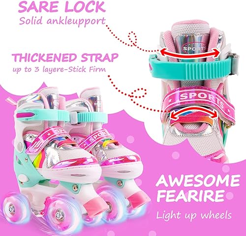 Miniatura 5 de Ceestyle Patines de ruedas para niñas y niños, patines ajustables para niños pequeños con ruedas iluminadas, protección completa para juegos