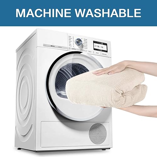 Miniatura 8 de H.VERSAILTEX - Fundas elásticas para sofá, funda protectora removible para sofá, 1 pieza, tela de licra elástica y jacquard con textura cuadriculada