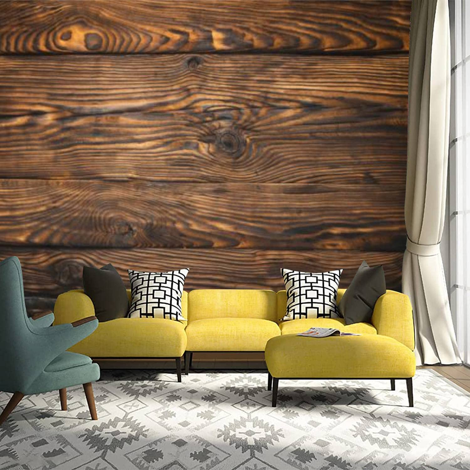 Papel Pintado De Panel De Madera | Madera Vertical Oscura