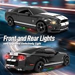 YONCHER RC Voiture Drift, Voiture Télécommande pour Enfants Ford Mustang Shelby GT500 Officieusement autorisée, 1:24 20KM/H 4WD RC Voitures avec lumières, Fast Racing Toy Car pour les garçons, Noir