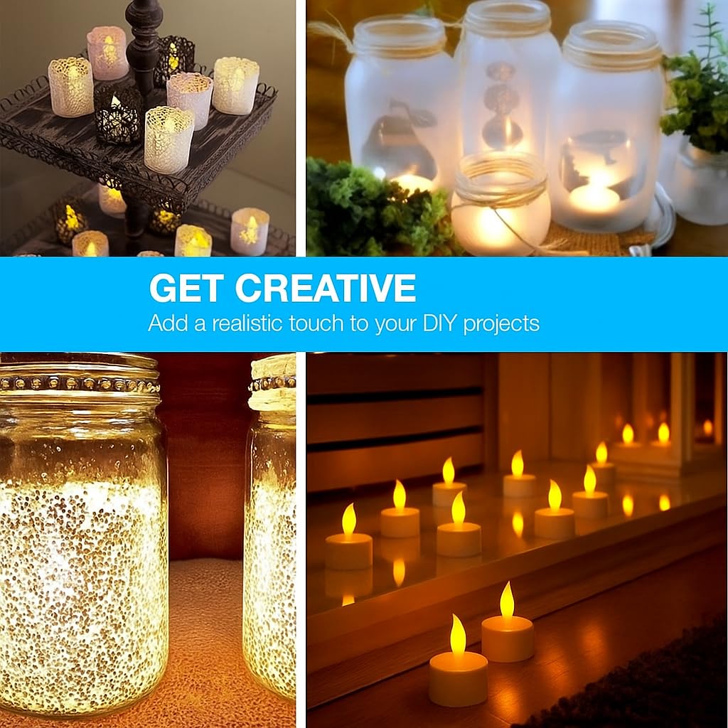 Oblivion Pack of 12 LED Tealight Candles – Battery Operated Flameless & Smokeless Decorative Diyas for Diwali, Pooja & Home Decoration, Warm Yellow Tea Lights for Festival & Party Décor 3